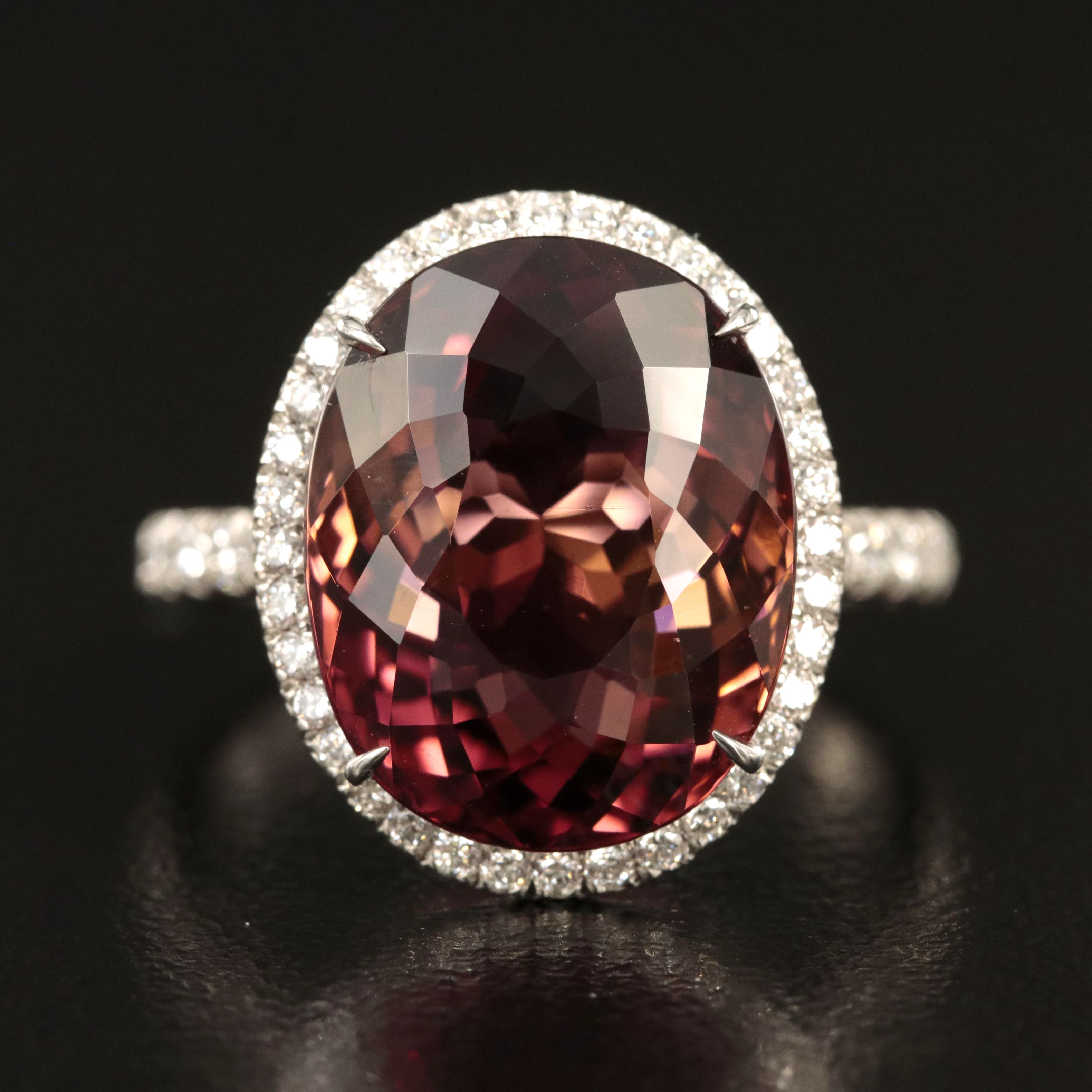 Tiffany & Co. "Soleste" Platinum 12.30 CT Tourmaline and Diamond Ring