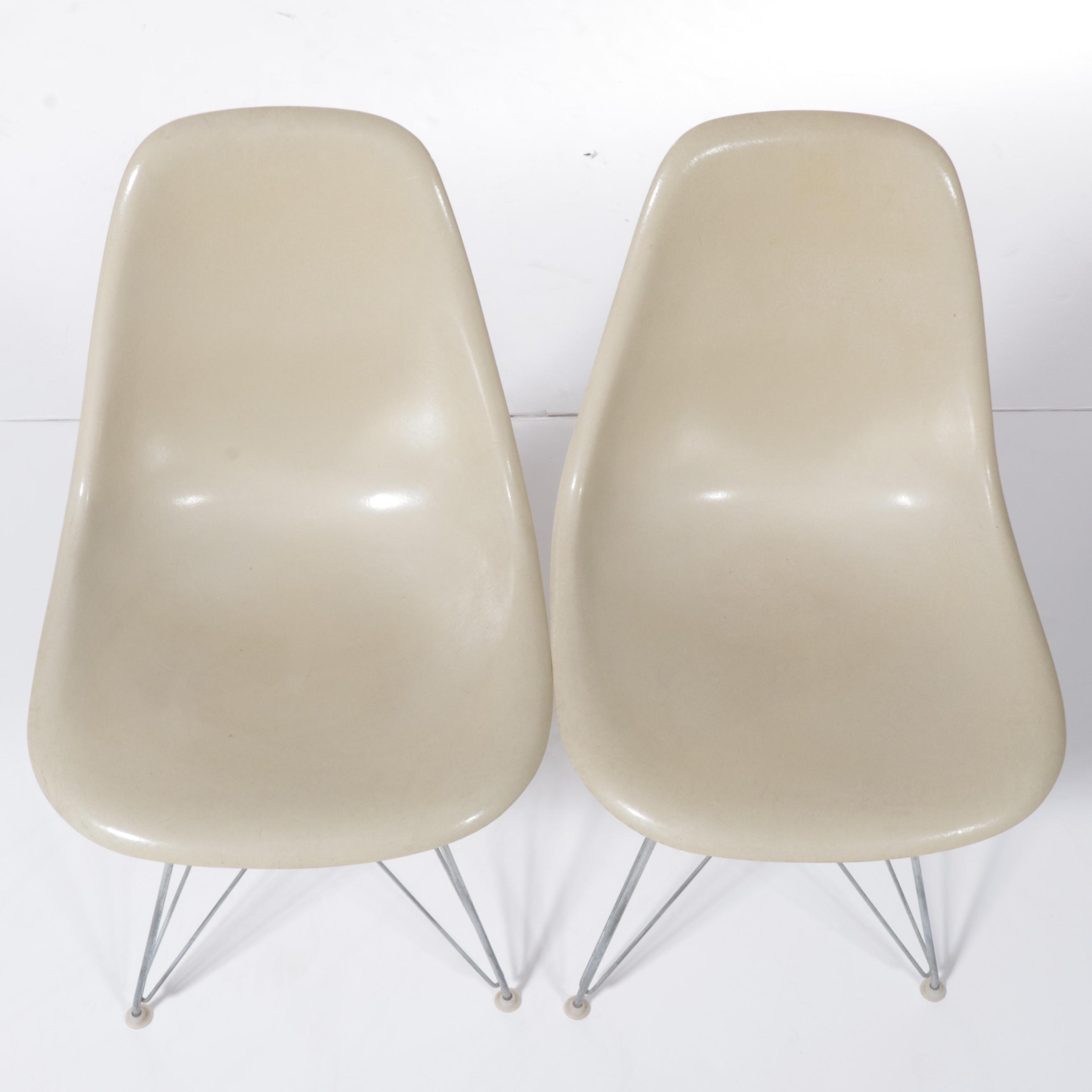 Charles Eames for Herman Miller Fiberglass Shell Chairs with Wire Bases, 1960s