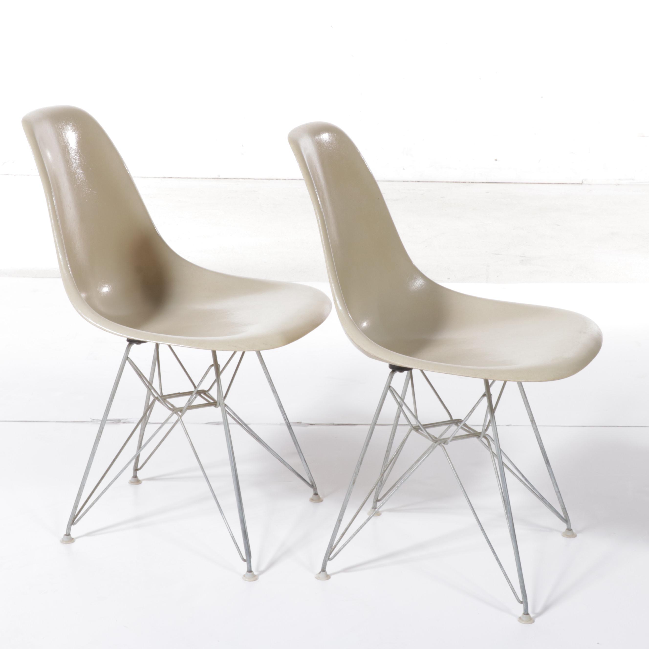 Charles Eames for Herman Miller Fiberglass Shell Chairs with Wire Bases, 1960s