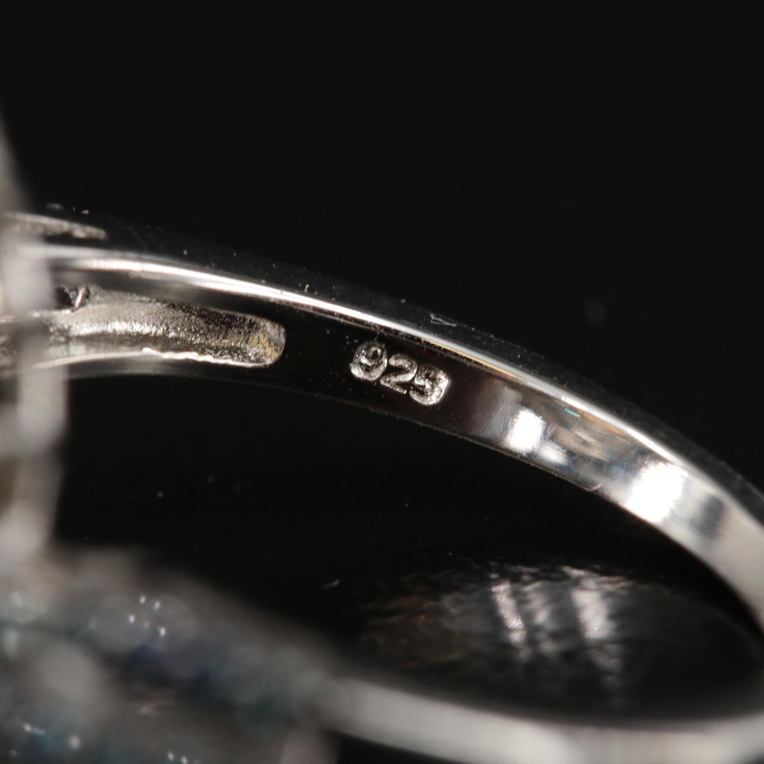 Sterling Opal and Sapphire Ring