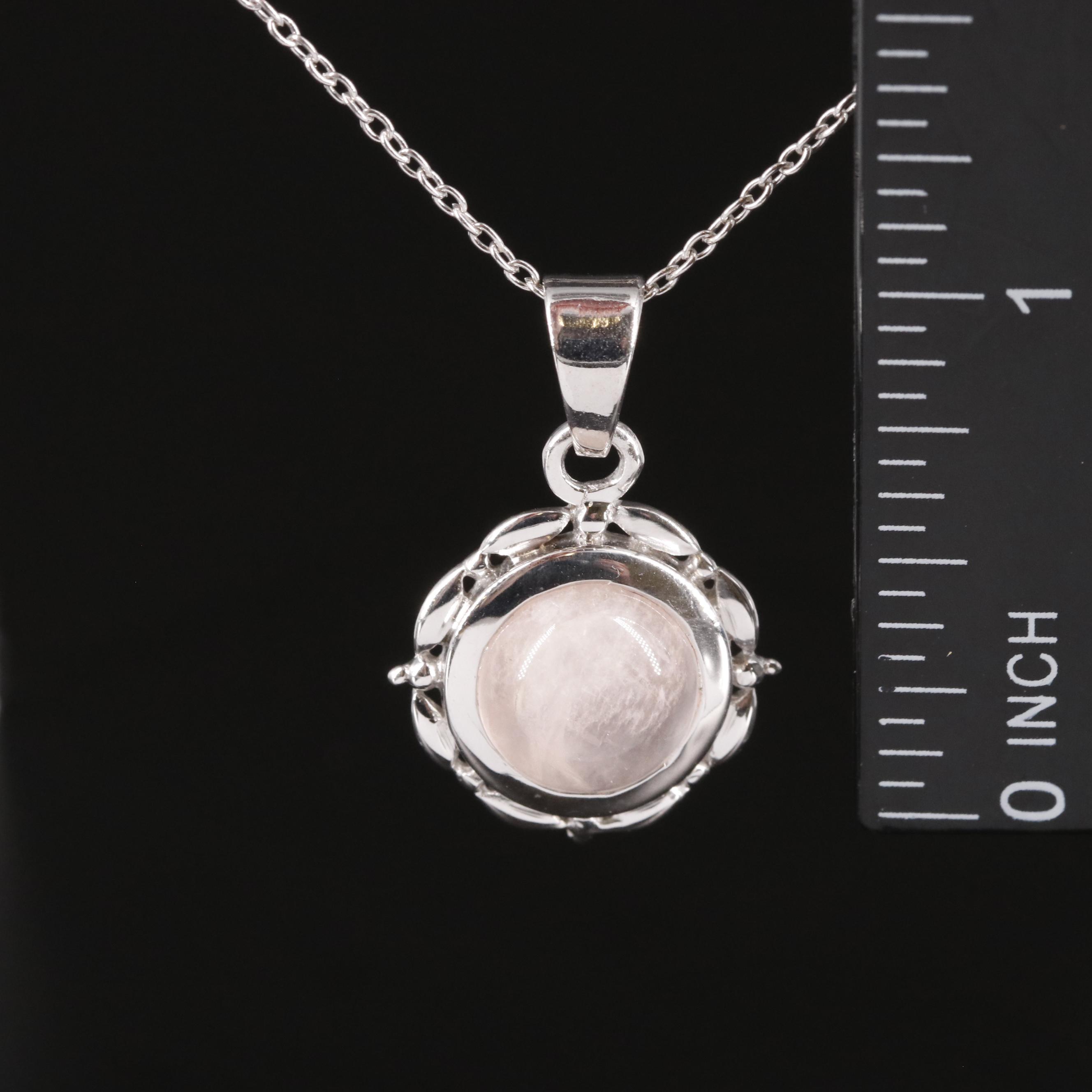 Sterling Rose Quartz Pendant Necklace