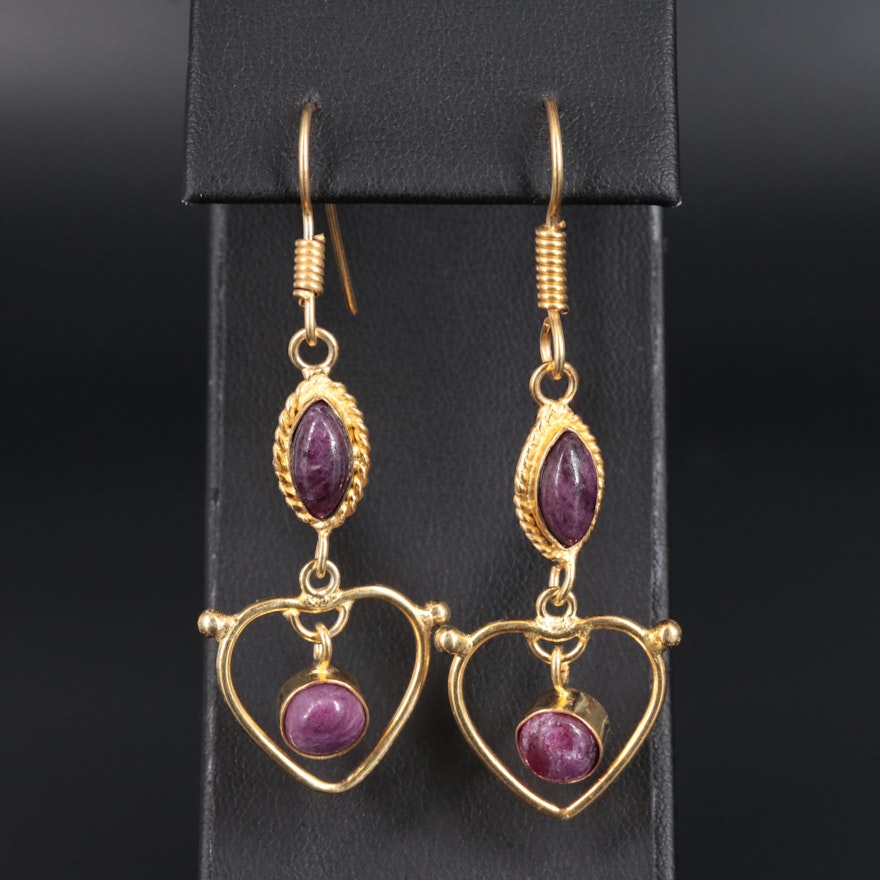 Gemstone Heart Earrings