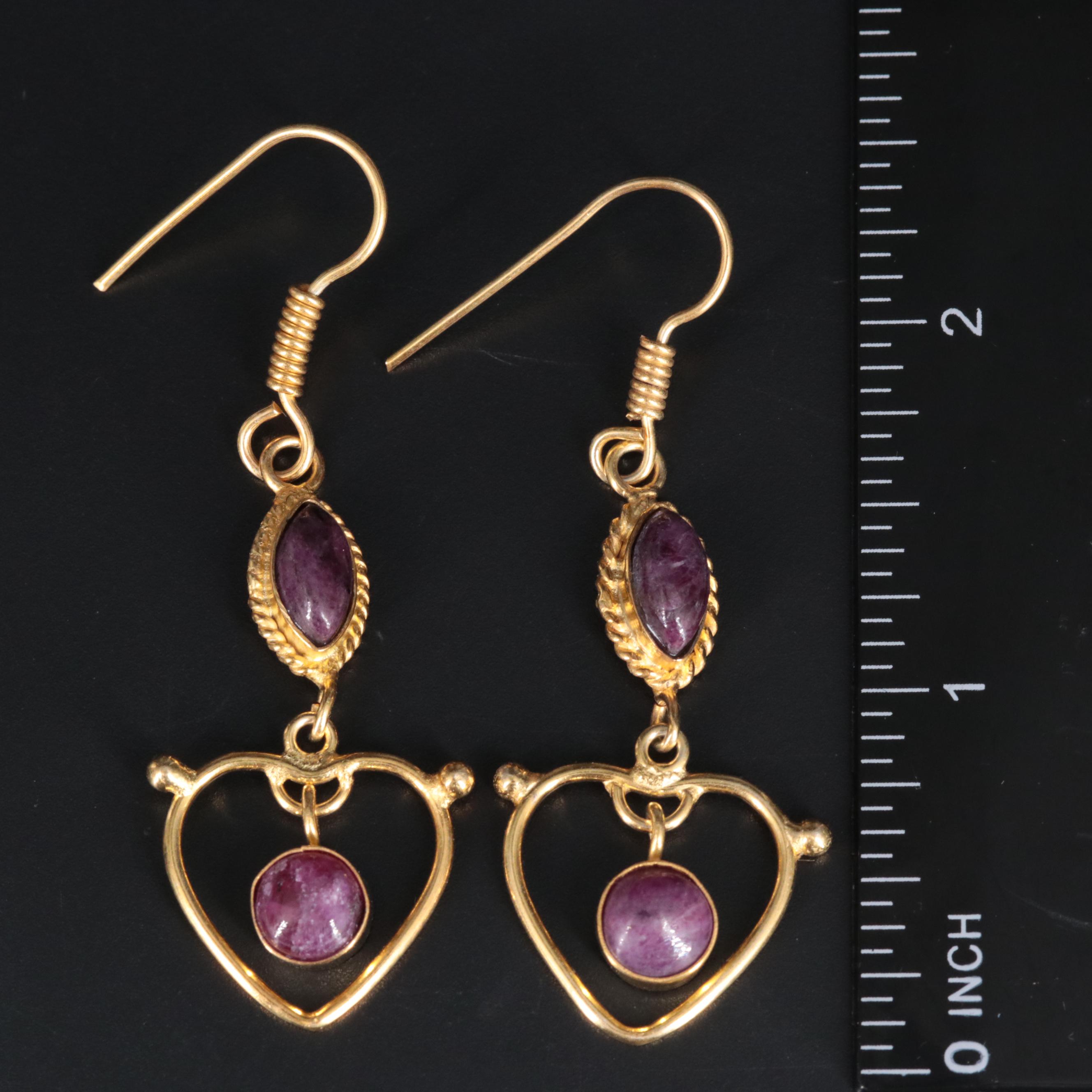 Gemstone Heart Earrings