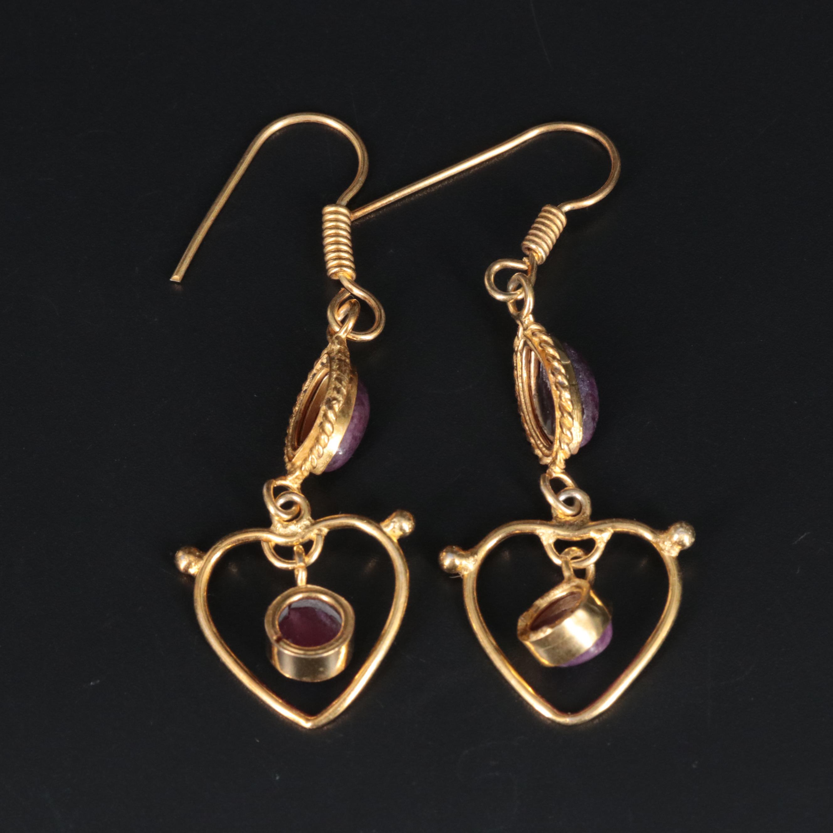 Gemstone Heart Earrings