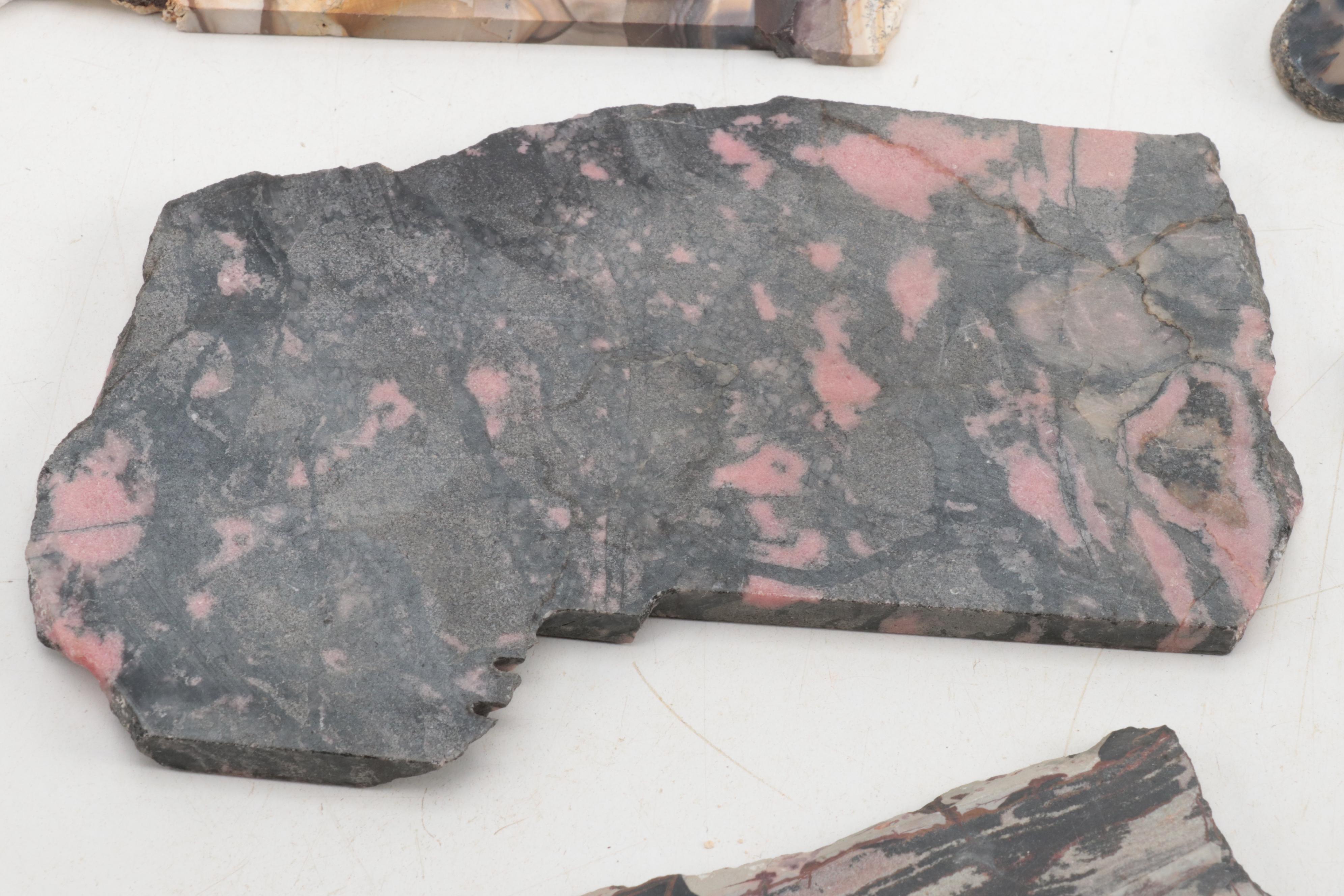 Death Valley Jasper, Rhodonite, Agate and Other Mineral Specimen Slices