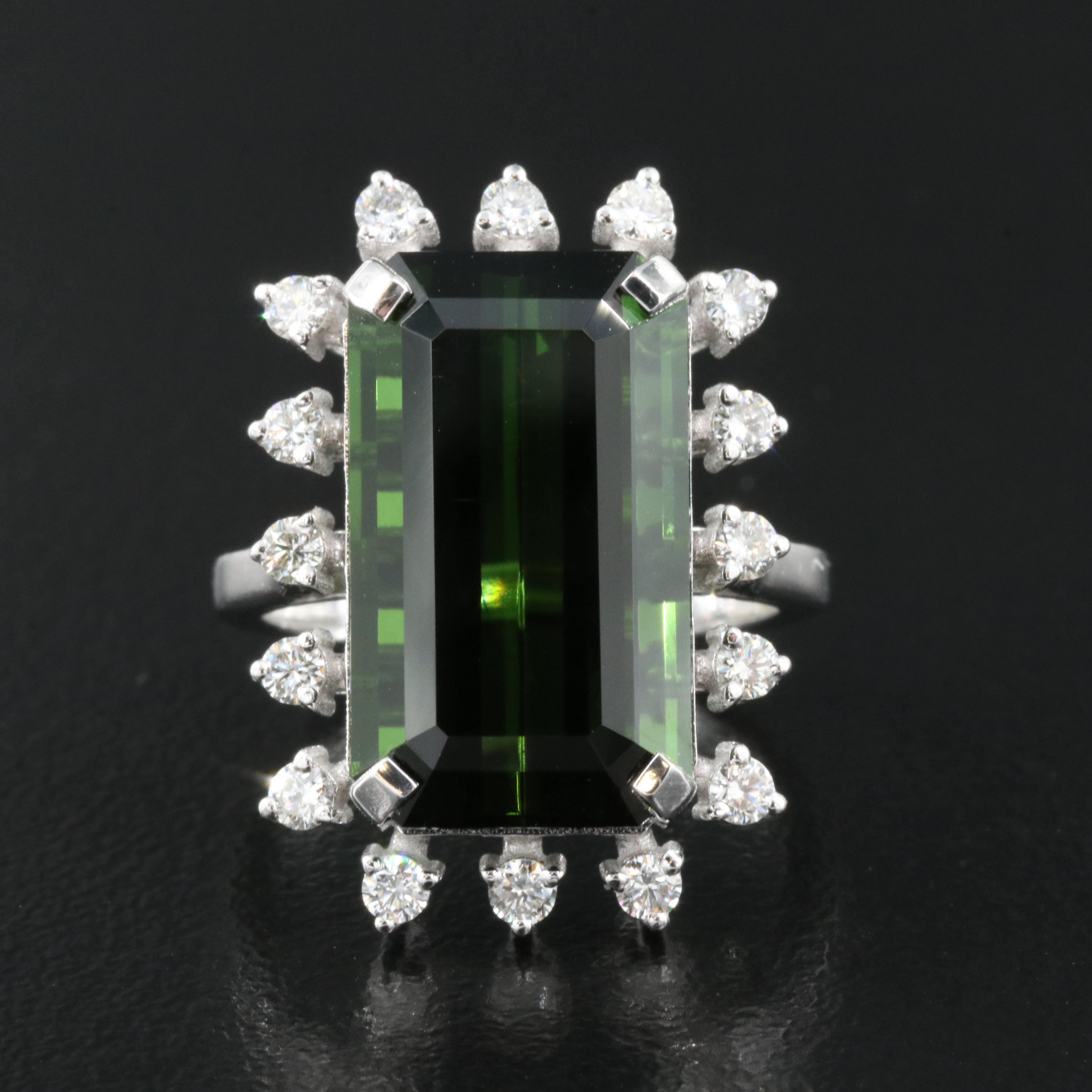 18K 8.94 CT Tourmaline and Diamond Ring