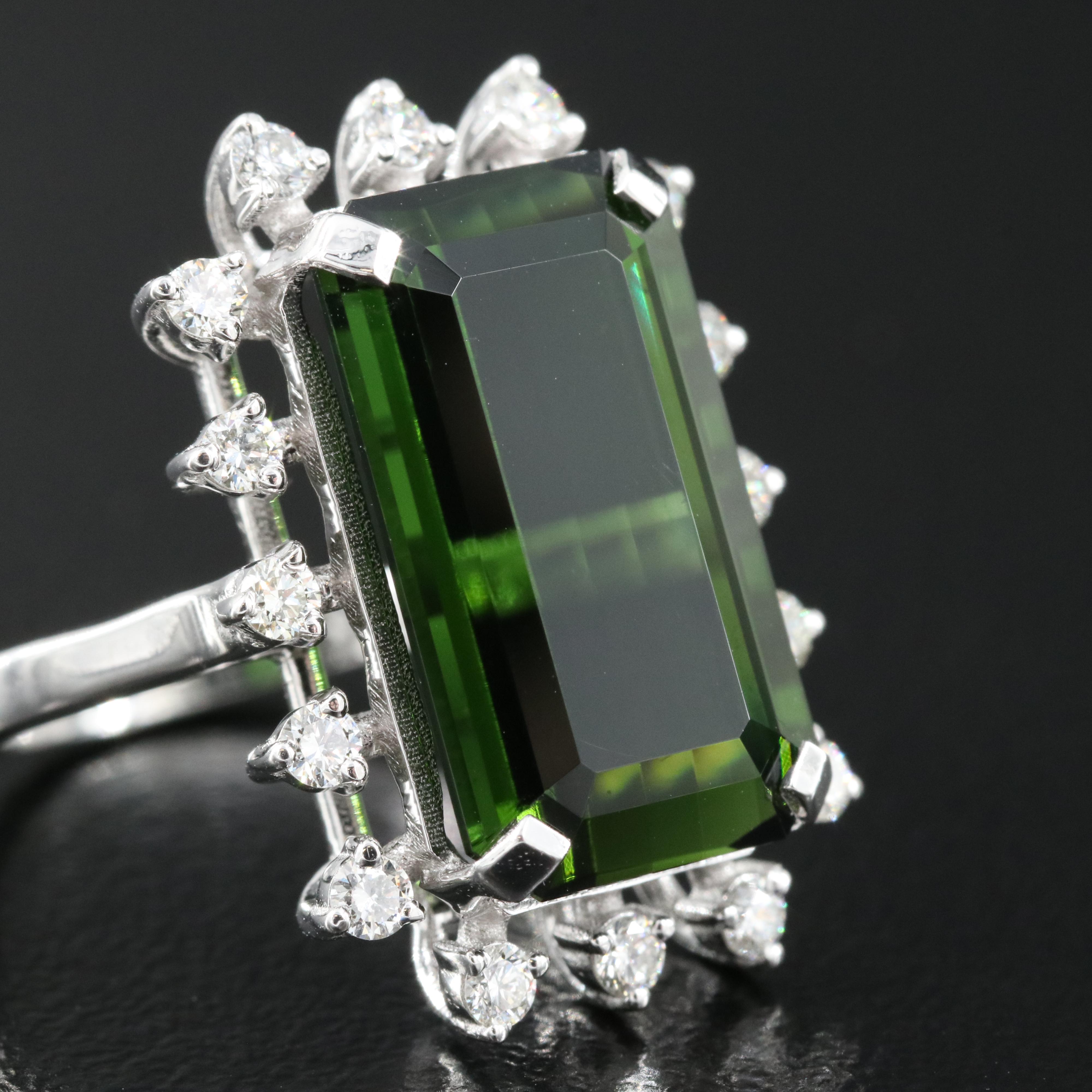 18K 8.94 CT Tourmaline and Diamond Ring