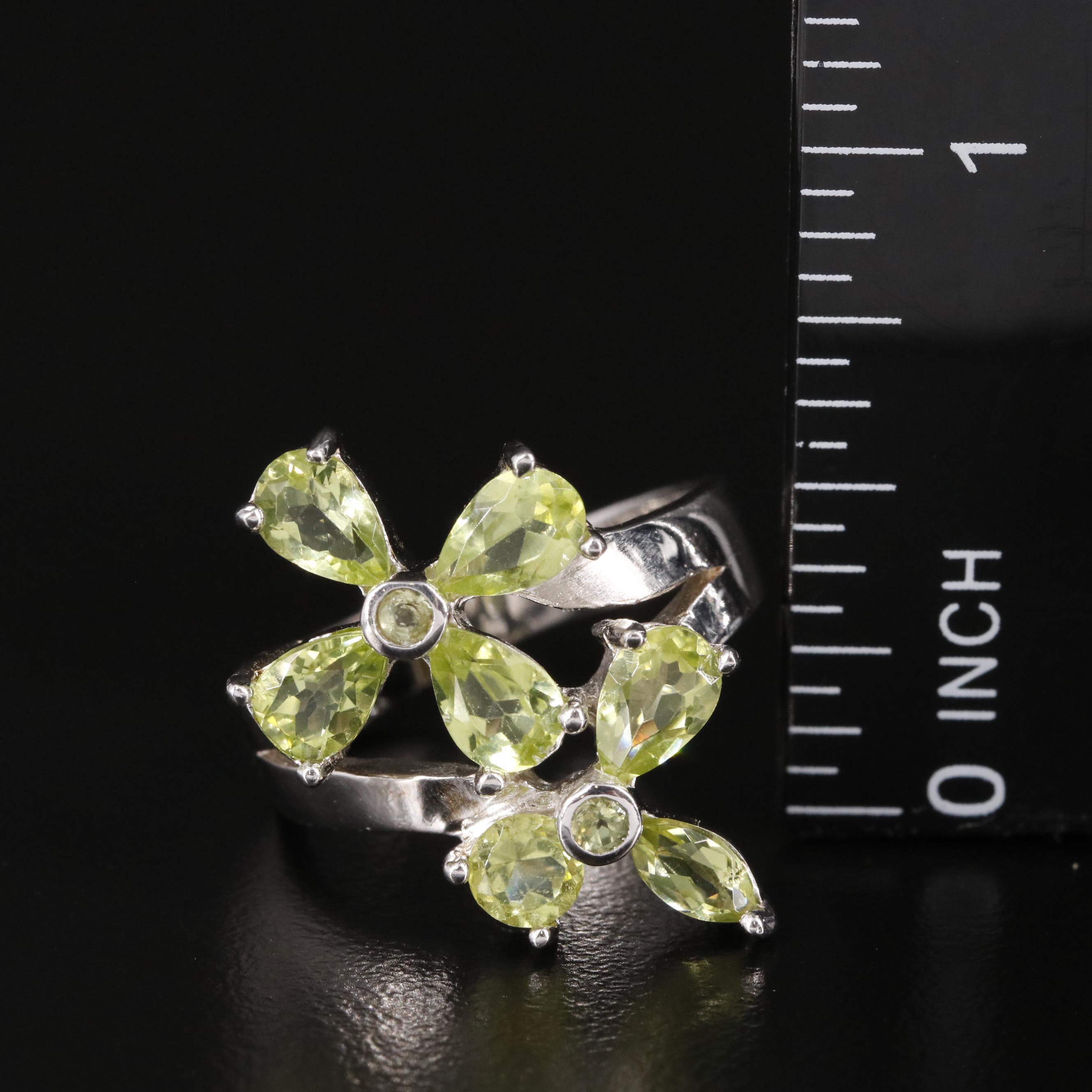 Sterling Peridot Flower Ring