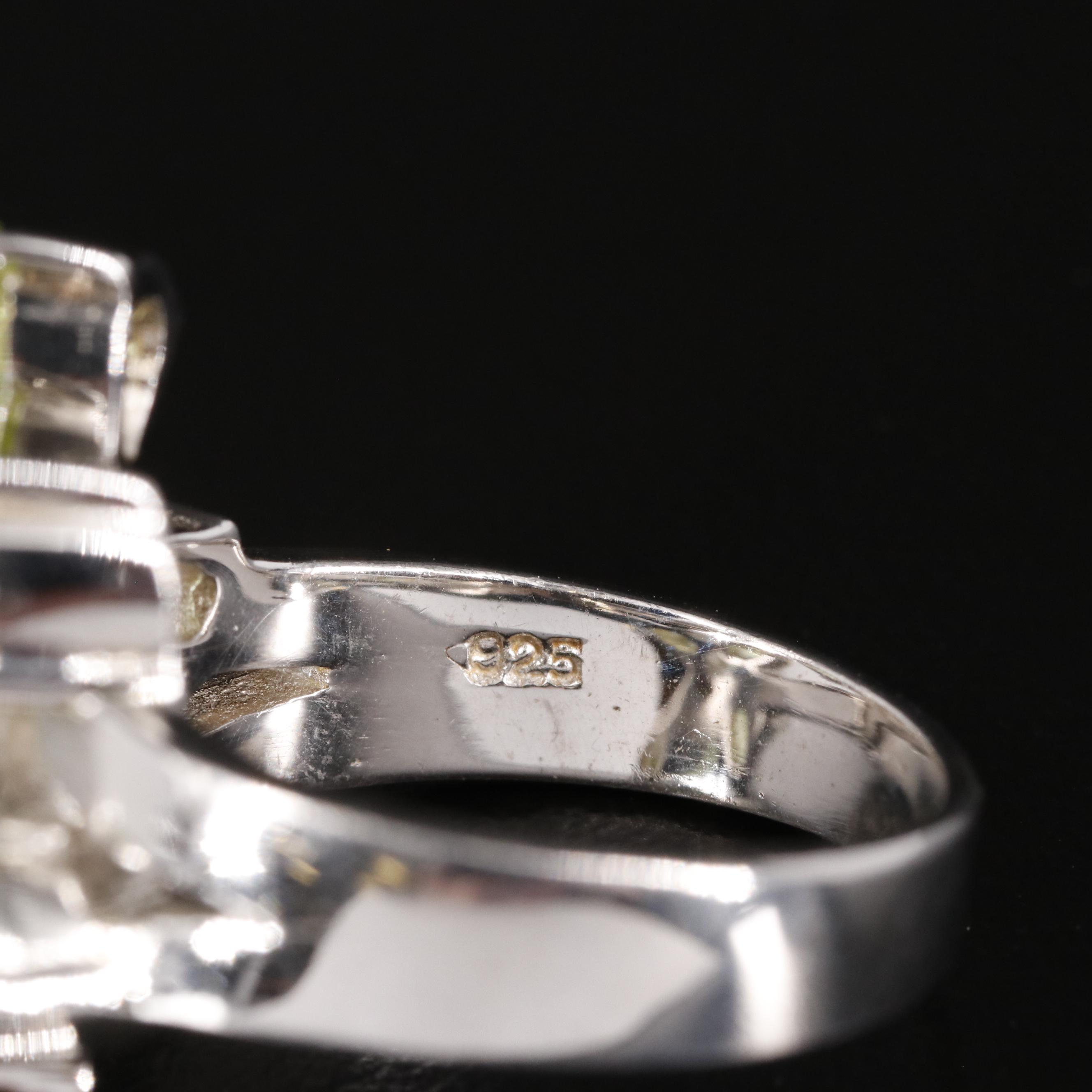 Sterling Peridot Flower Ring