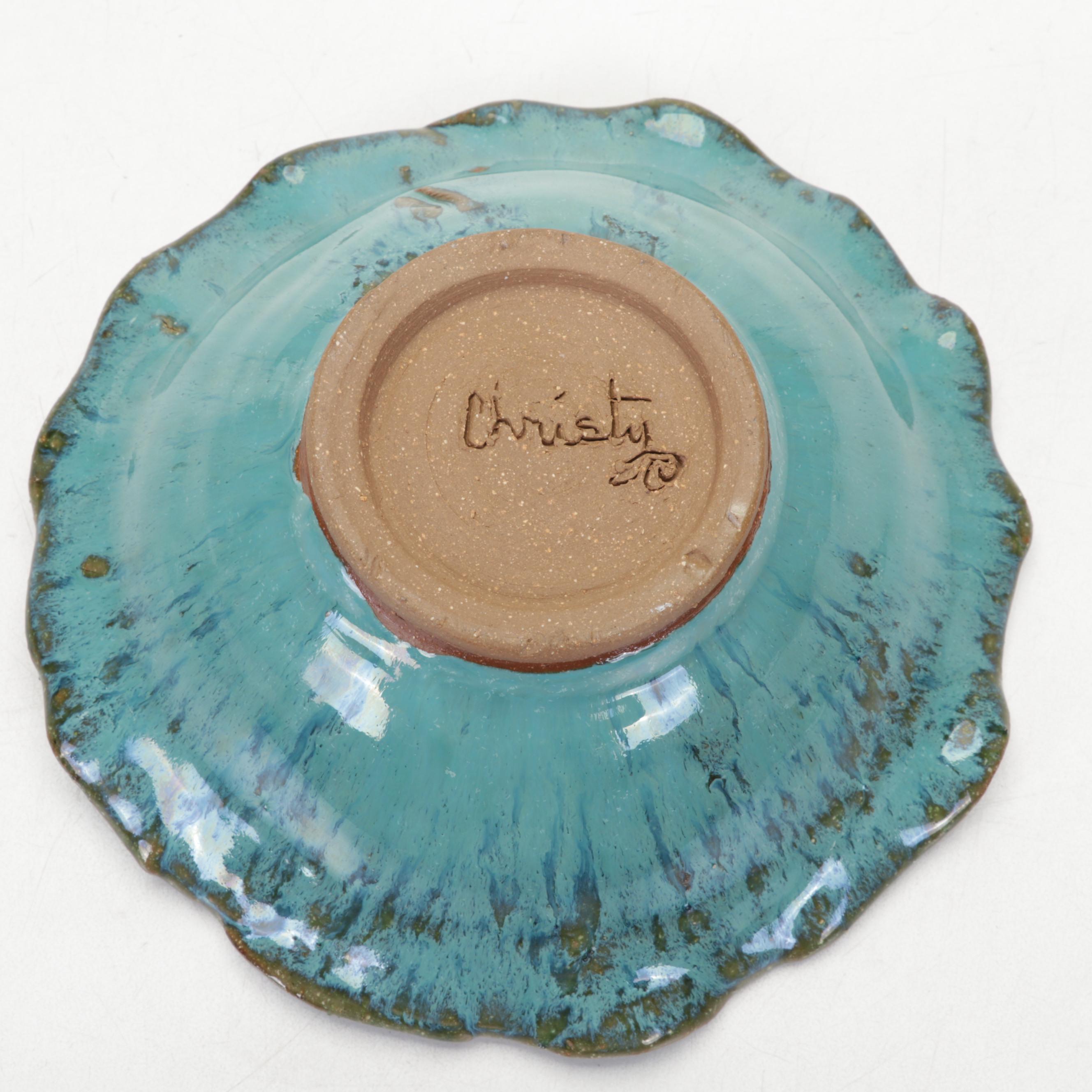 Michael Hamlin-Smith Ceramic Flower Brick, Bowl and Frog Door Knocker