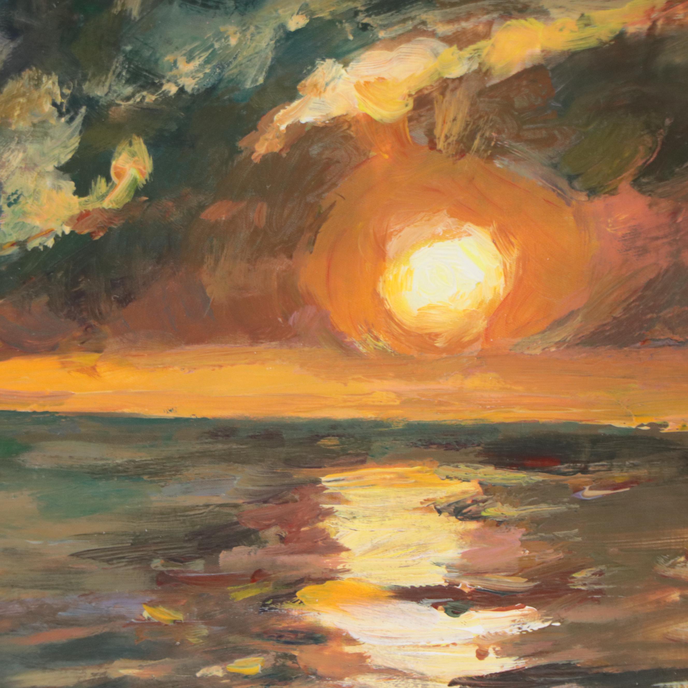 Oil Painting of Sailing Ship at Sunrise, 1998
