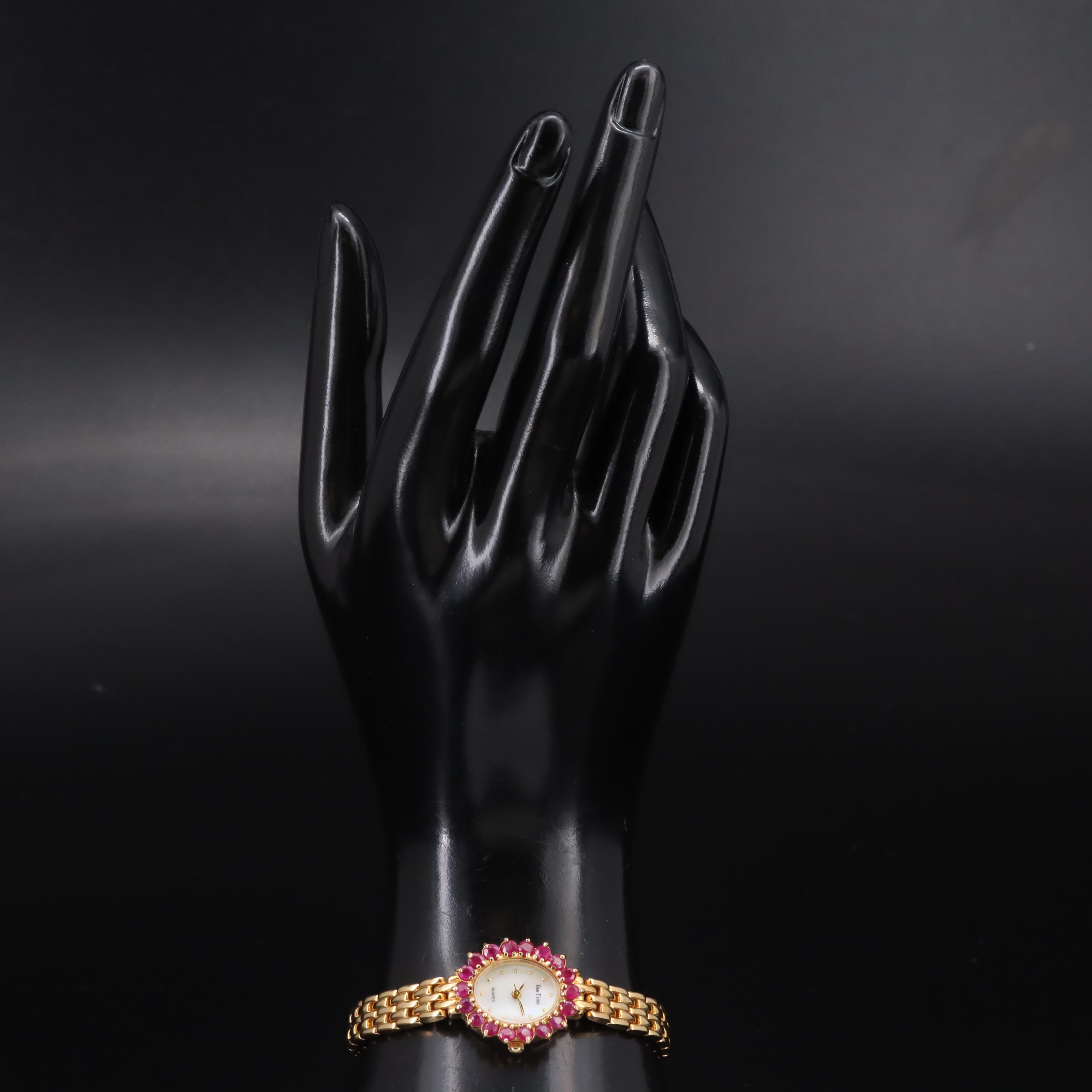 Gem Time Mother-of-Pearl Dial and Ruby Case Watch