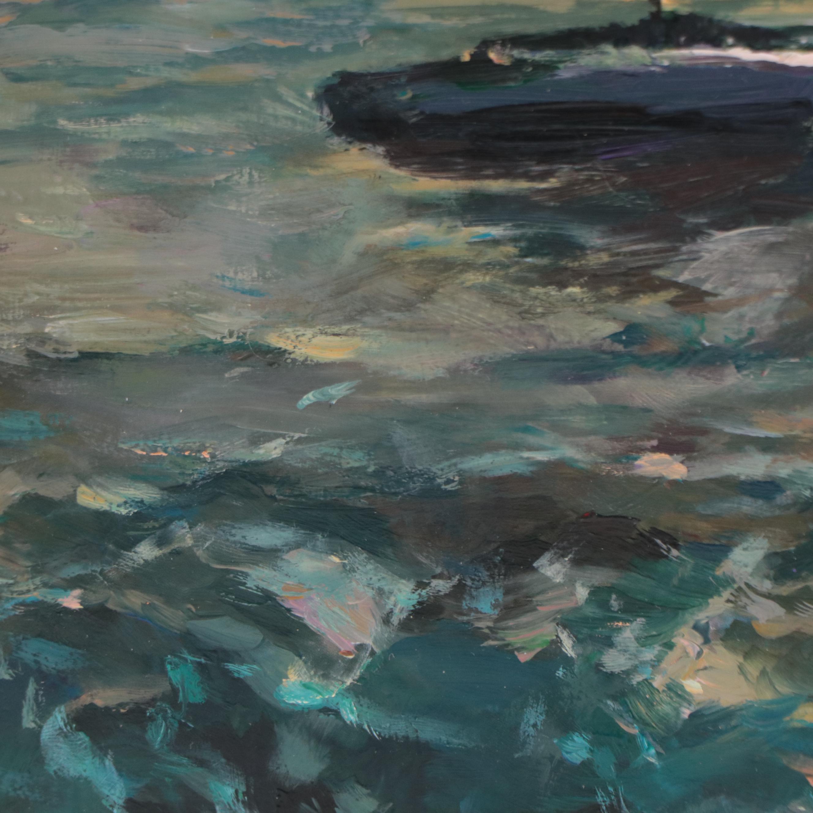 Oil Painting of Sailing Ship at Sunrise, 1998