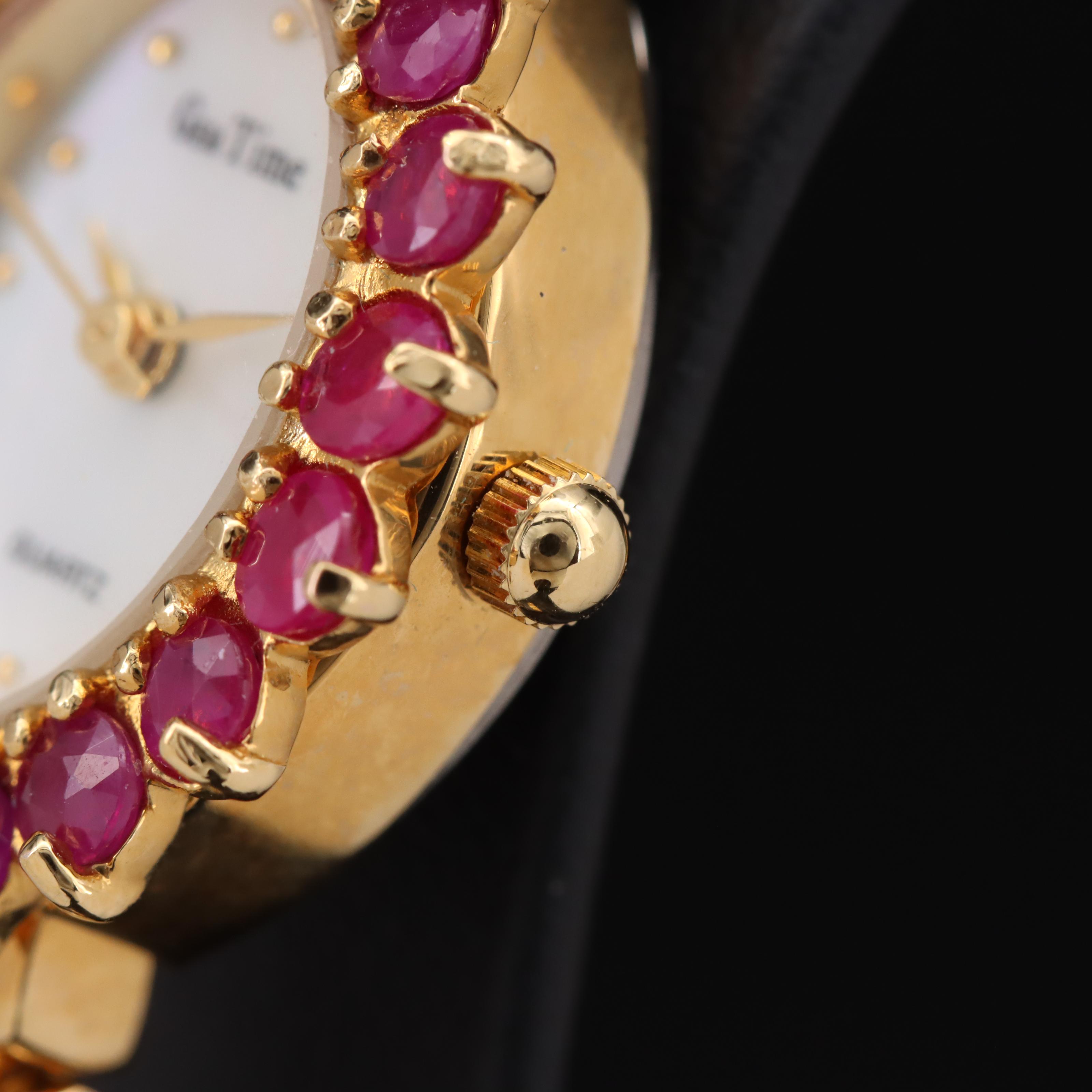 Gem Time Mother-of-Pearl Dial and Ruby Case Watch