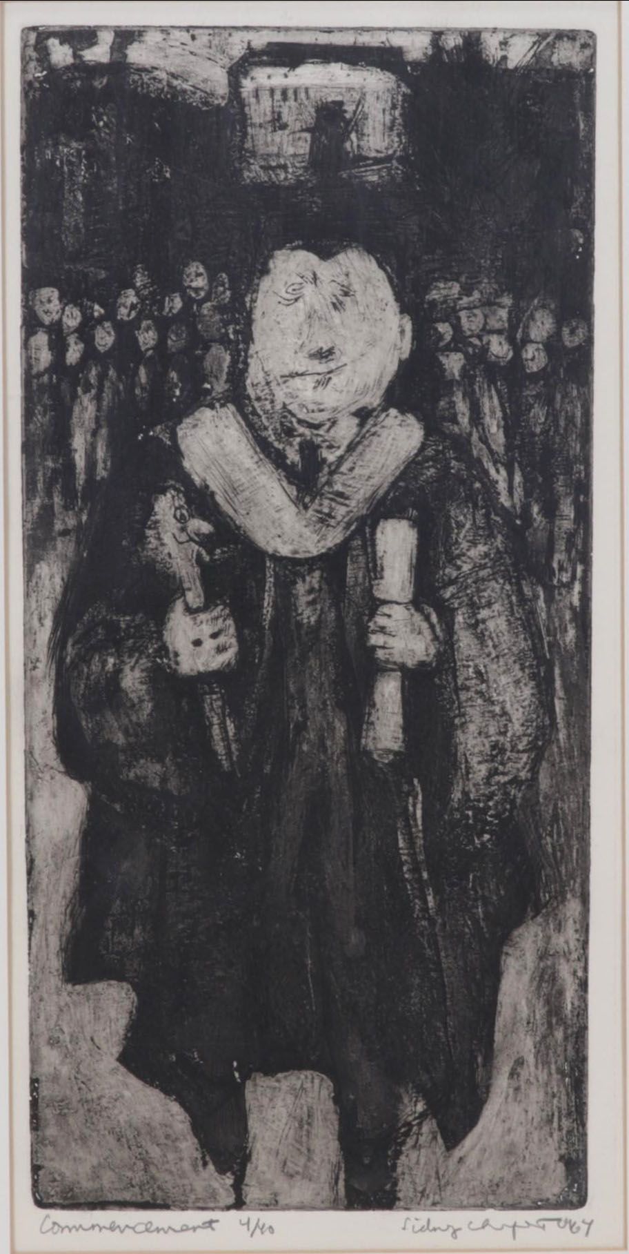 Sidney Chafetz Etching With Aquatint "Commencement," 1964