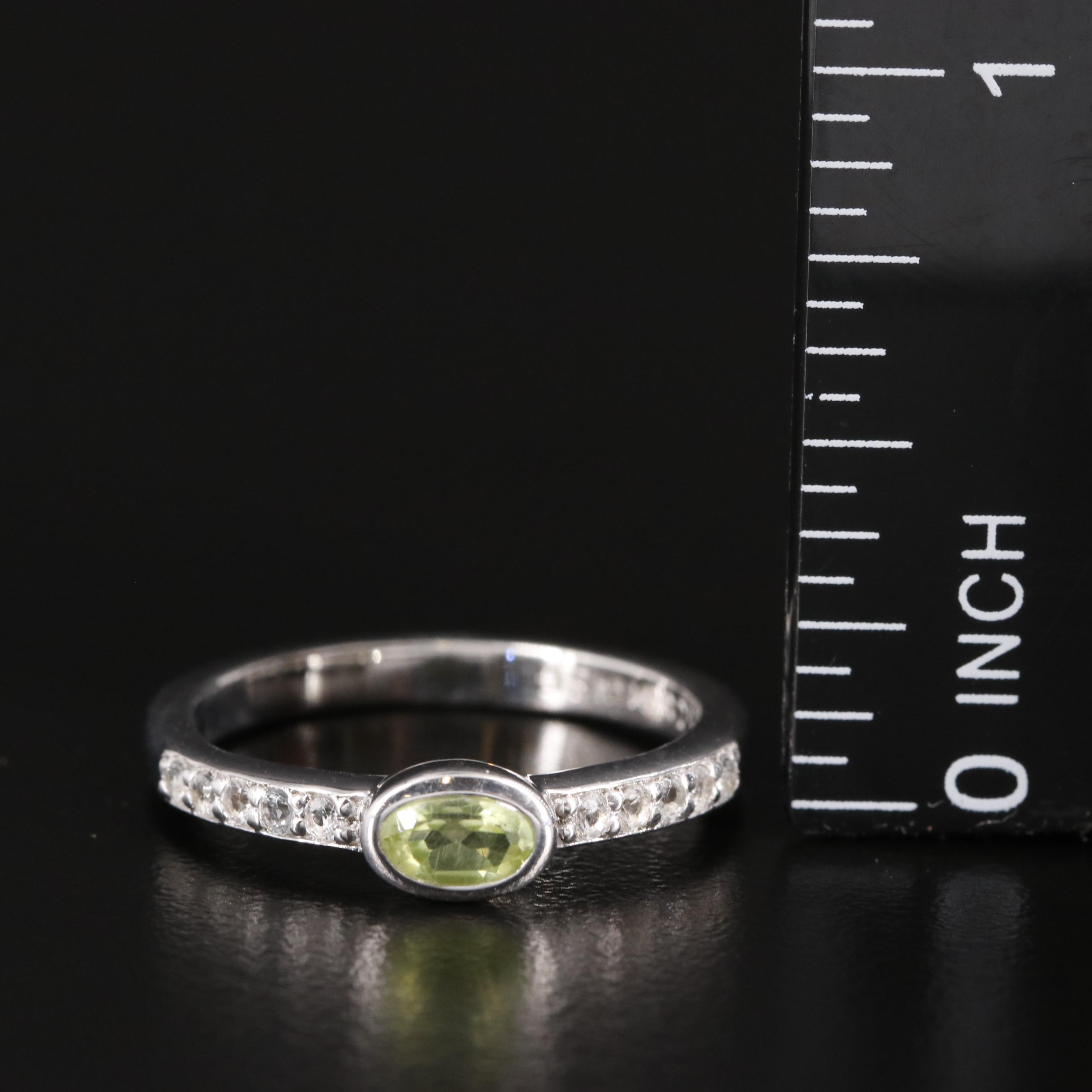 Sterling Peridot and White Topaz Ring