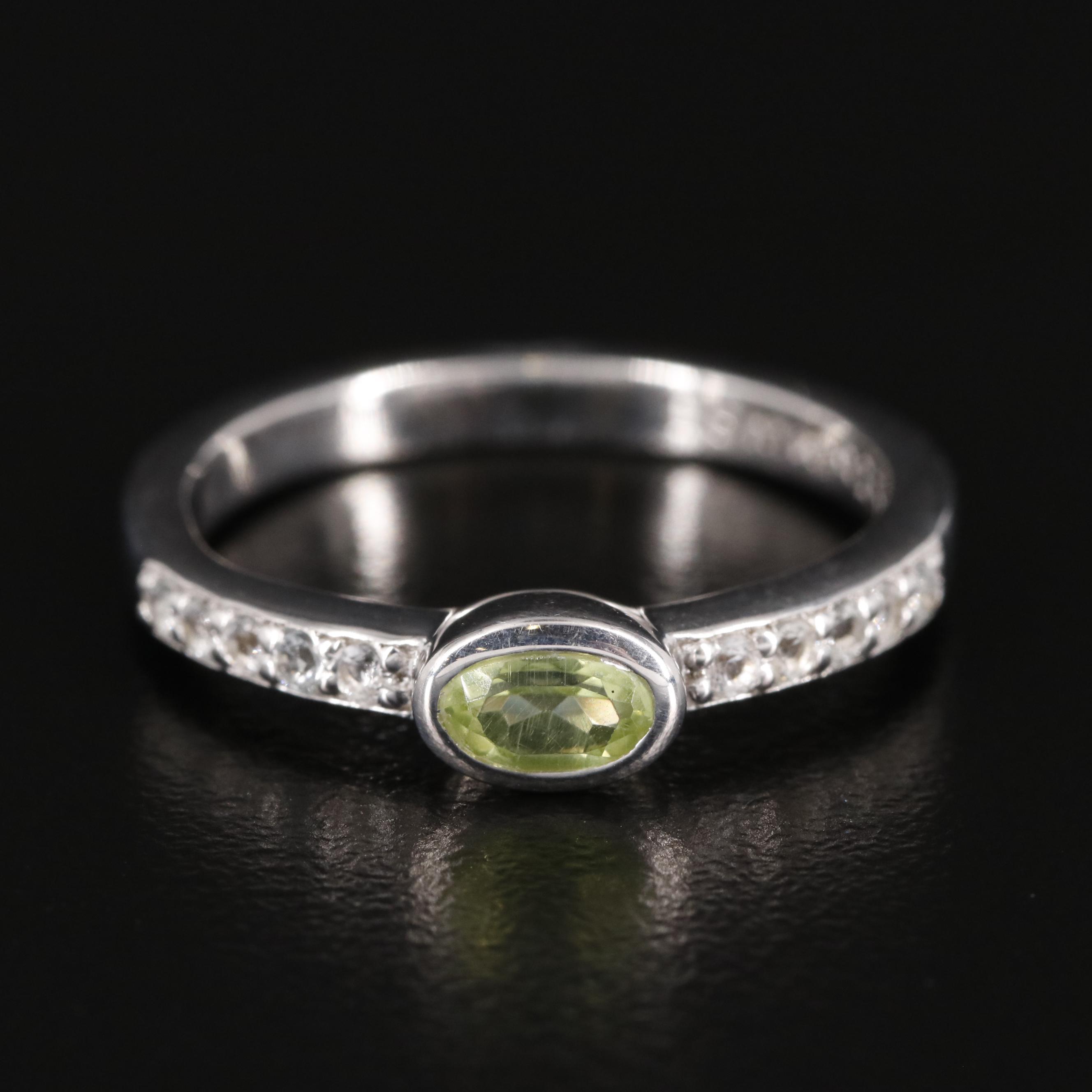 Sterling Peridot and White Topaz Ring