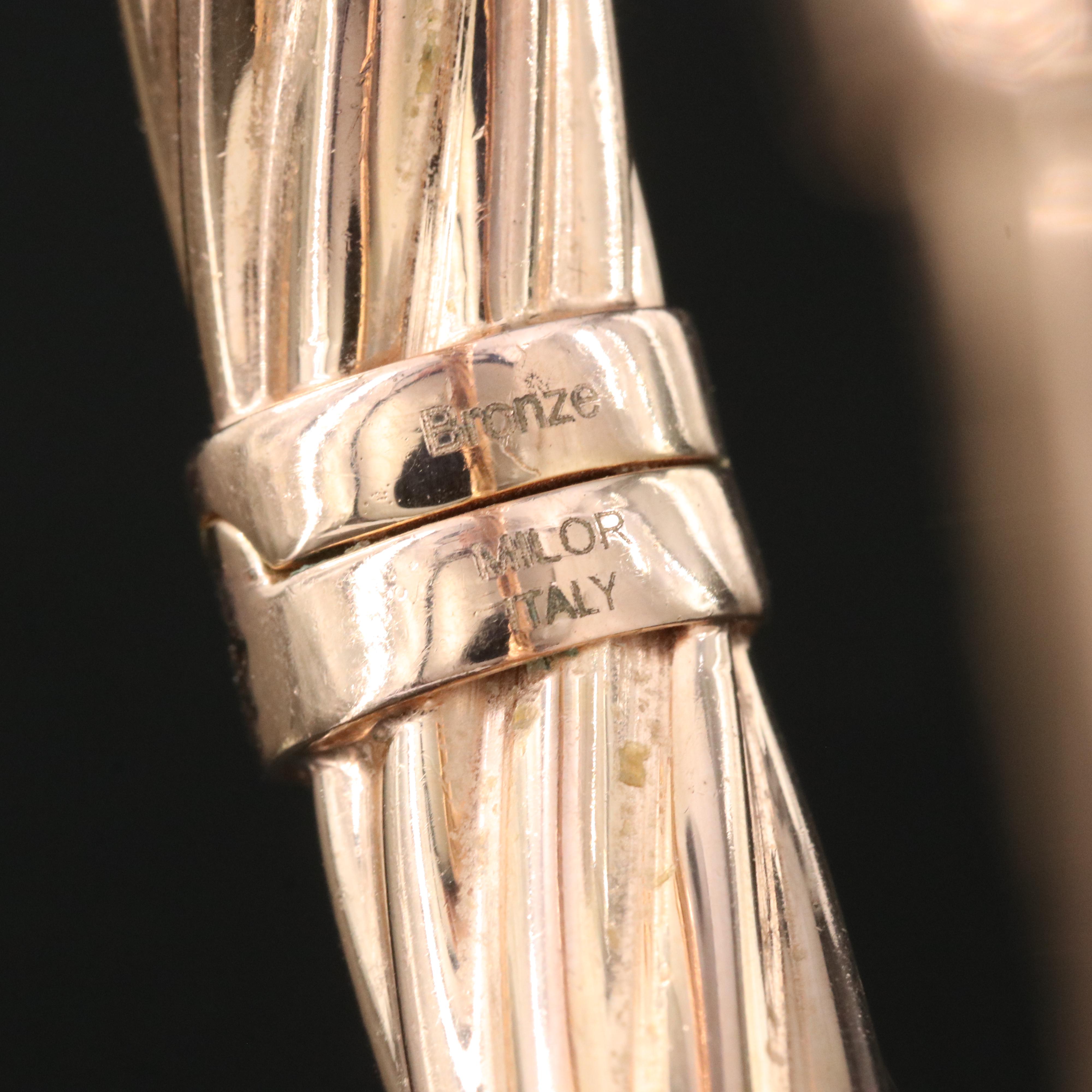 Italian Sterling and Italian Milor Bronze Hinged Bangles
