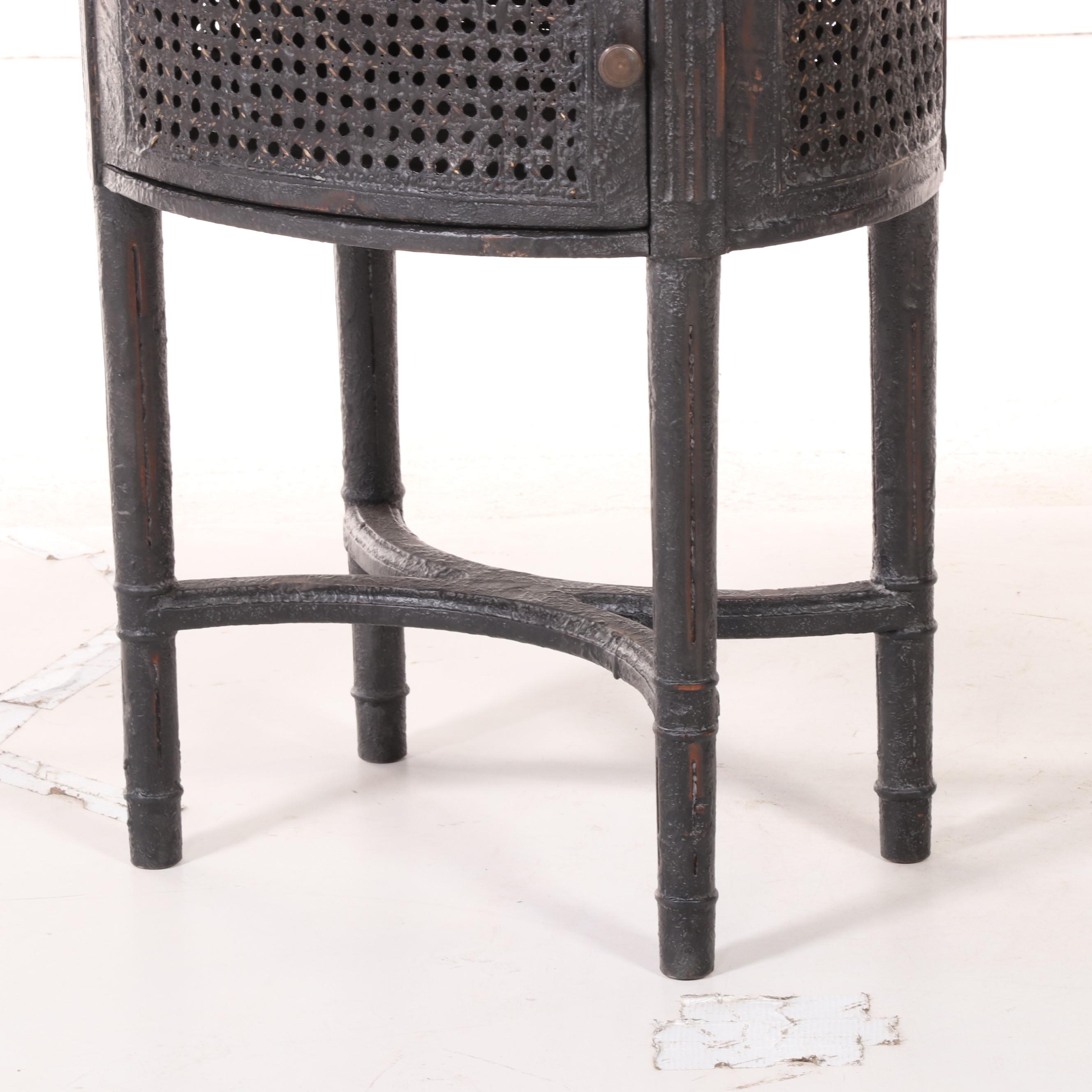 Arhaus Furniture Louis XVI Style Ebonized and Caned Side Table