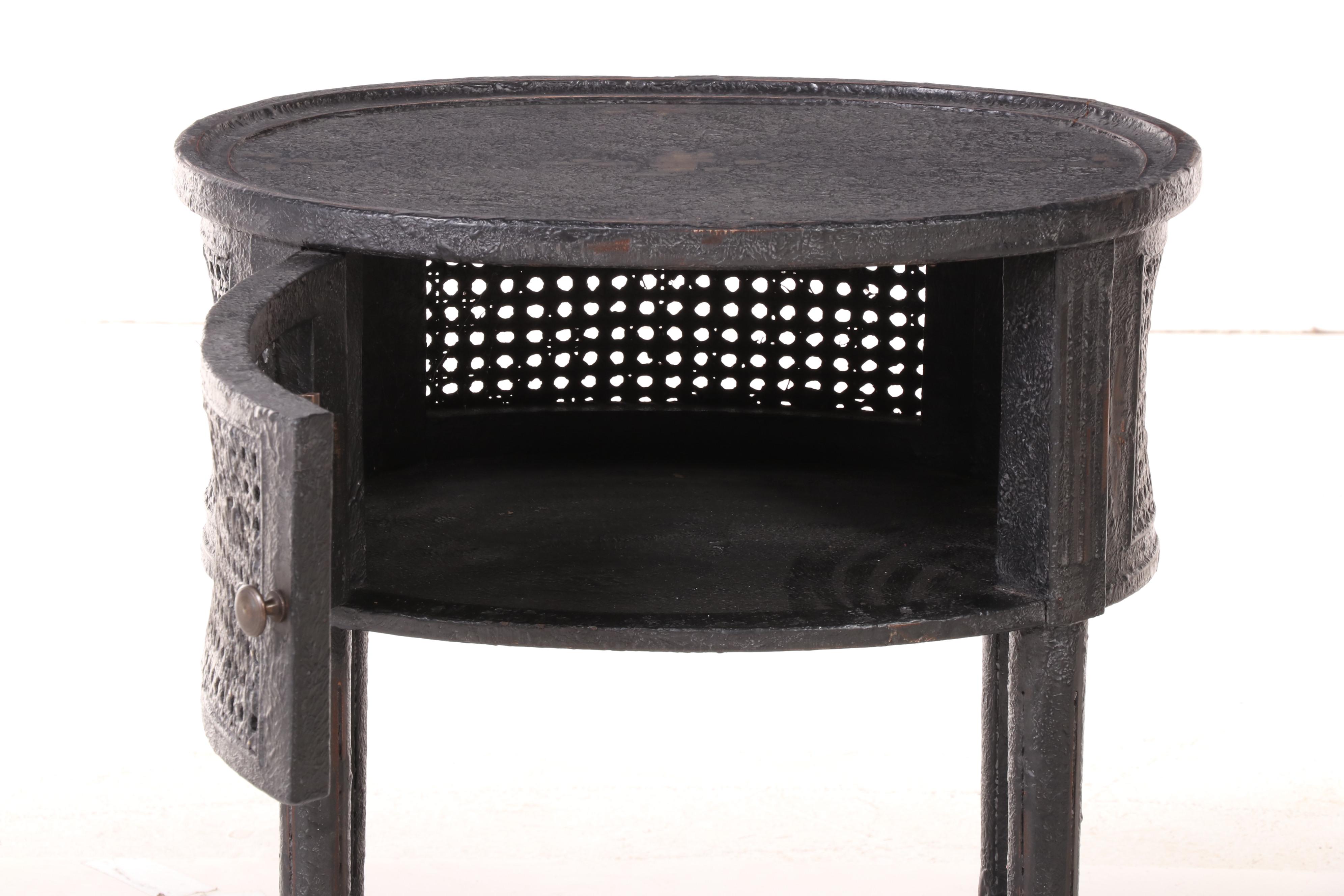 Arhaus Furniture Louis XVI Style Ebonized and Caned Side Table