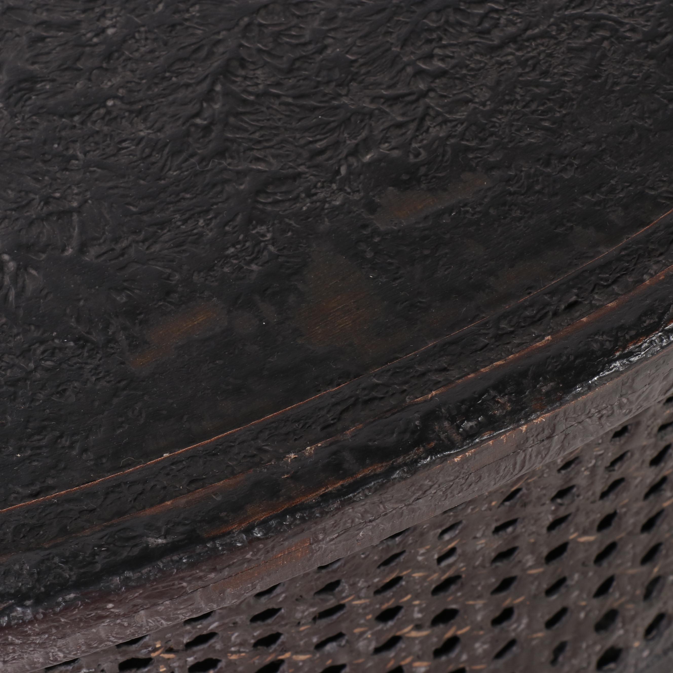 Arhaus Furniture Louis XVI Style Ebonized and Caned Side Table