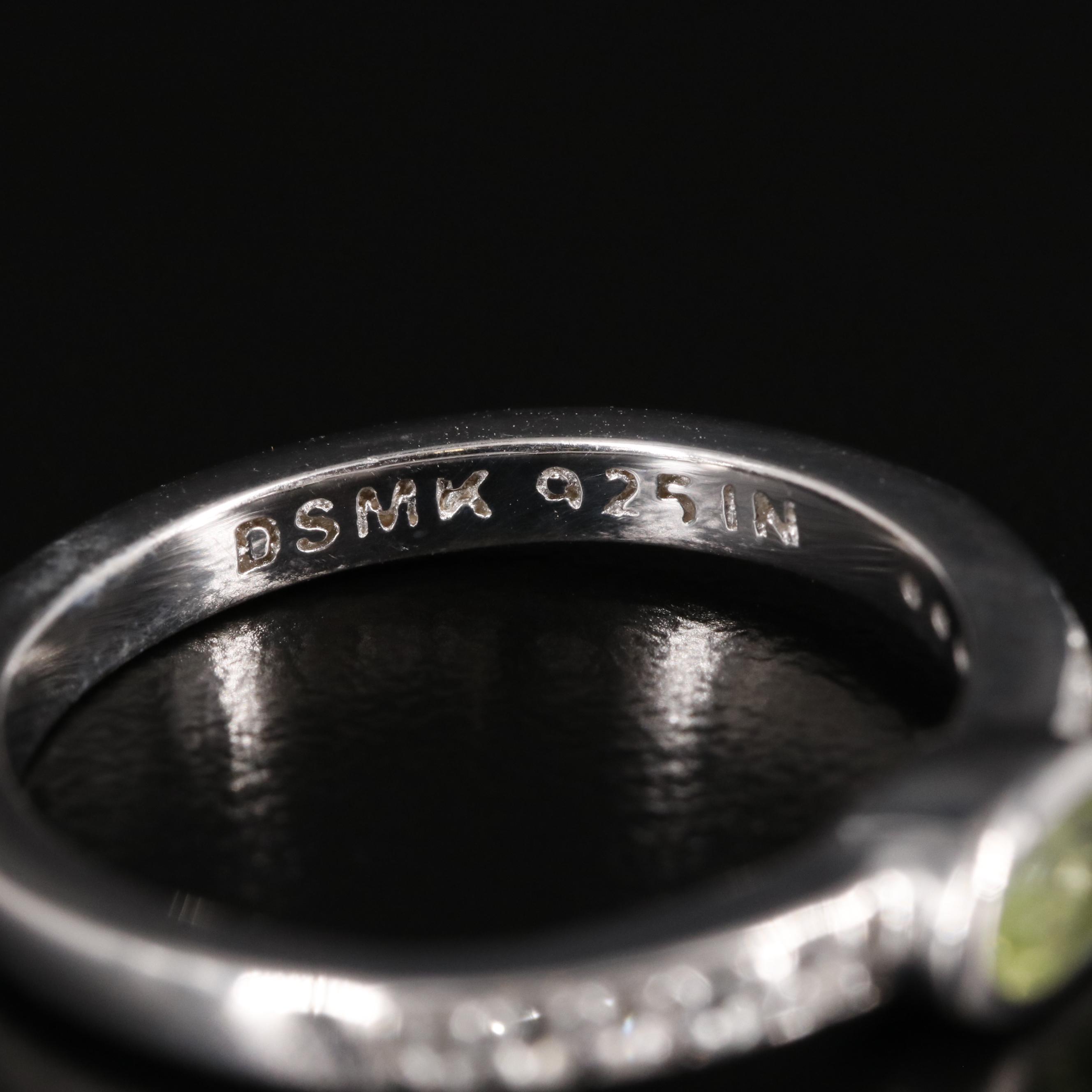 Sterling Peridot and White Topaz Ring