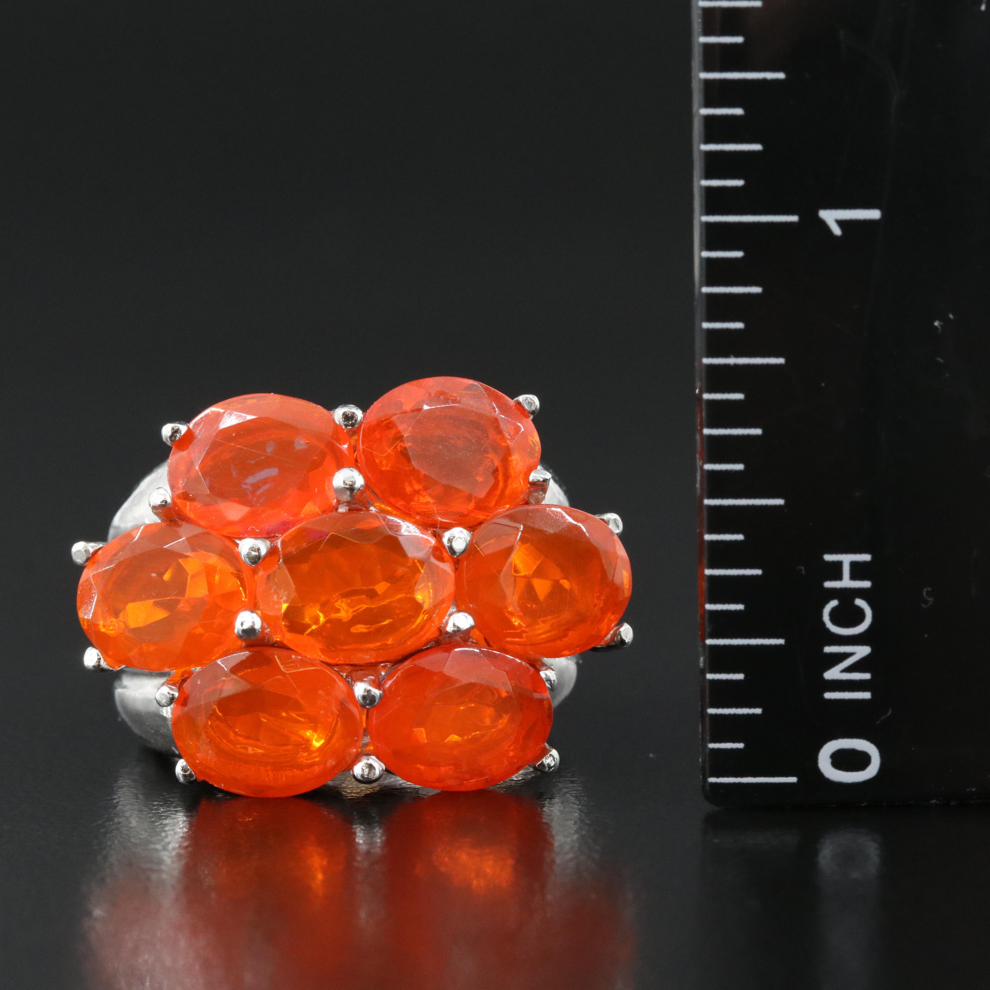 Sterling Opal Cluster Ring