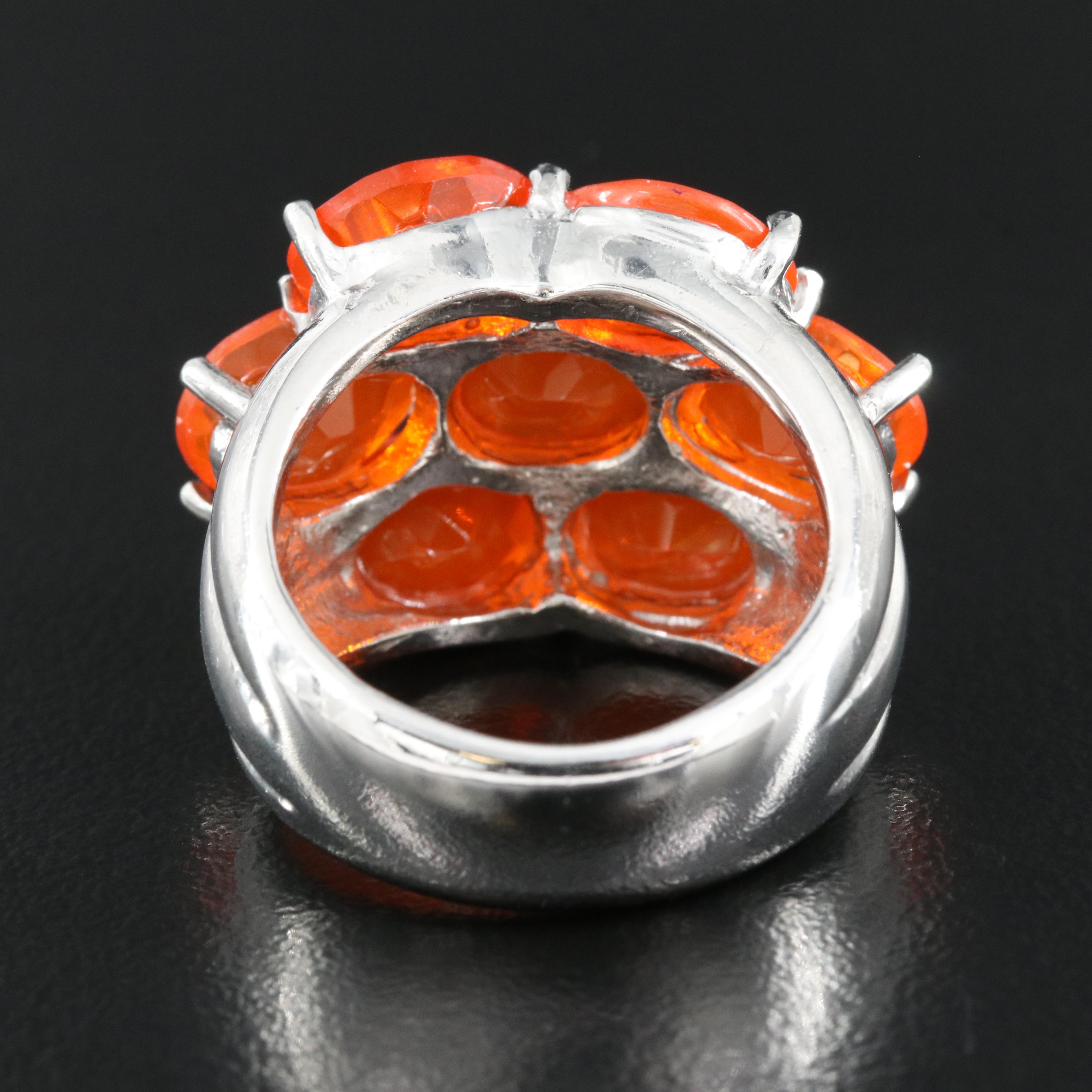 Sterling Opal Cluster Ring