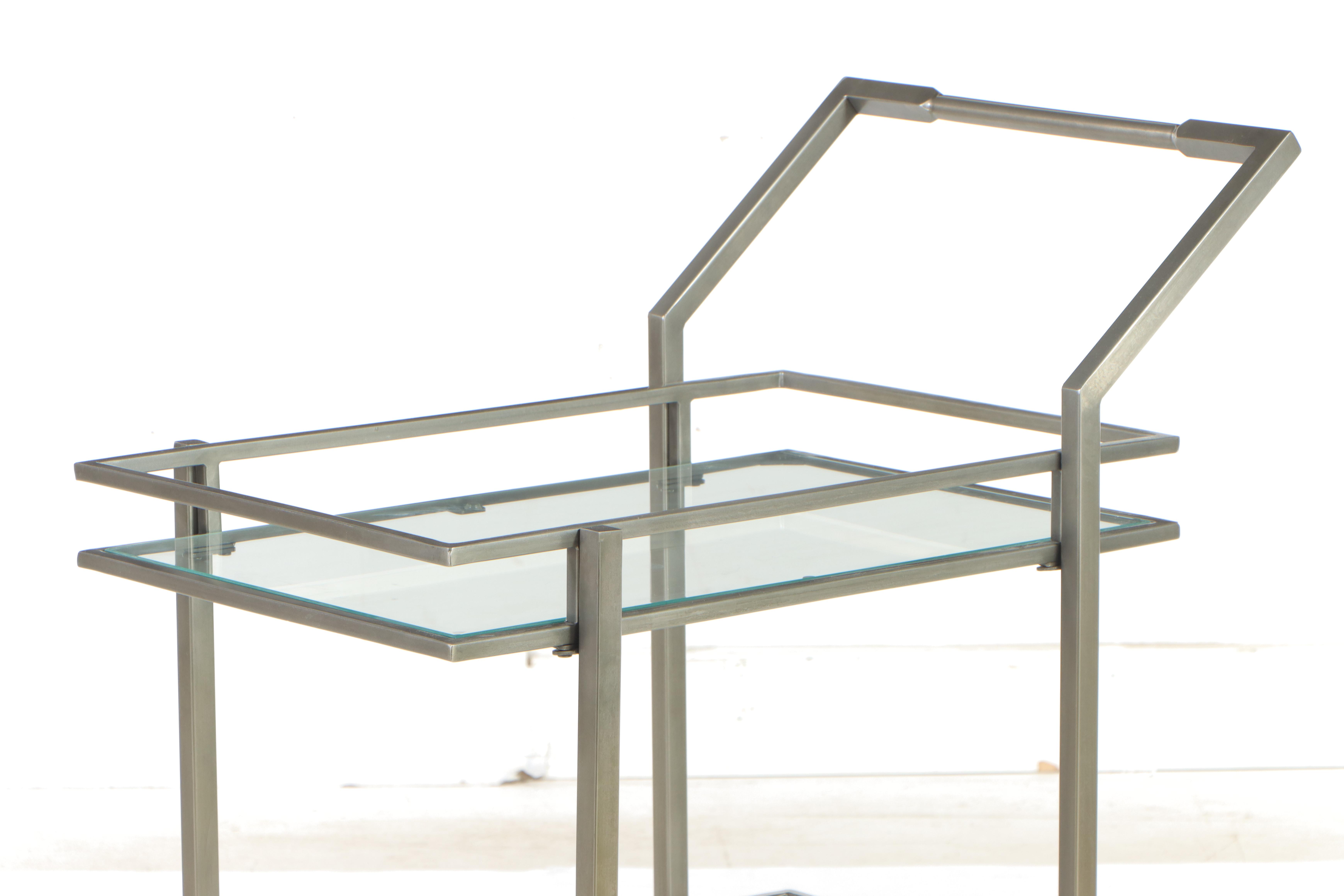 Crate & Barrel "Renee" Steel, Glass, and Marble Bar Cart