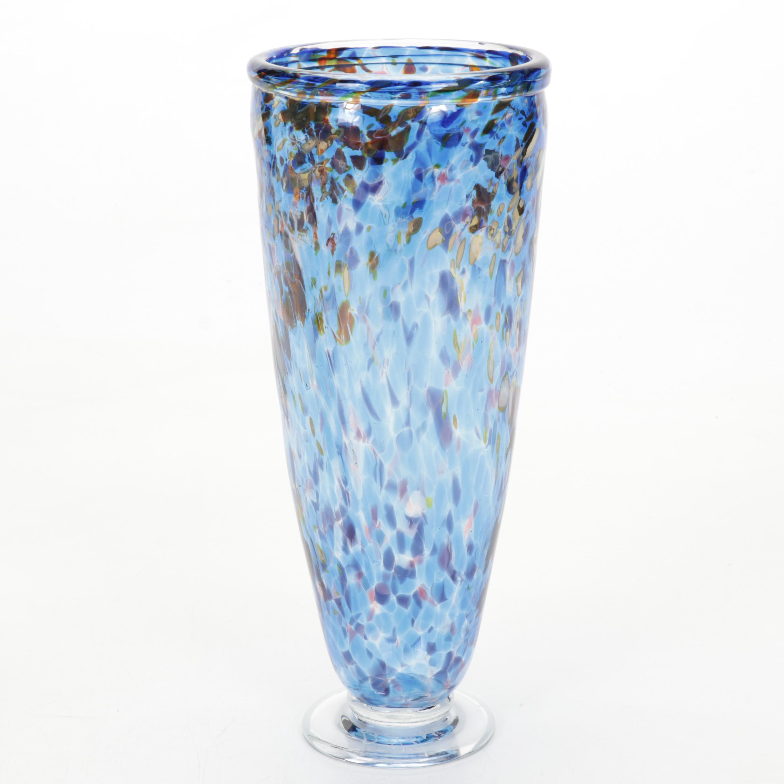 Confetti Glass and Other Blown Glass Vases with Heart Shaped Paperweight