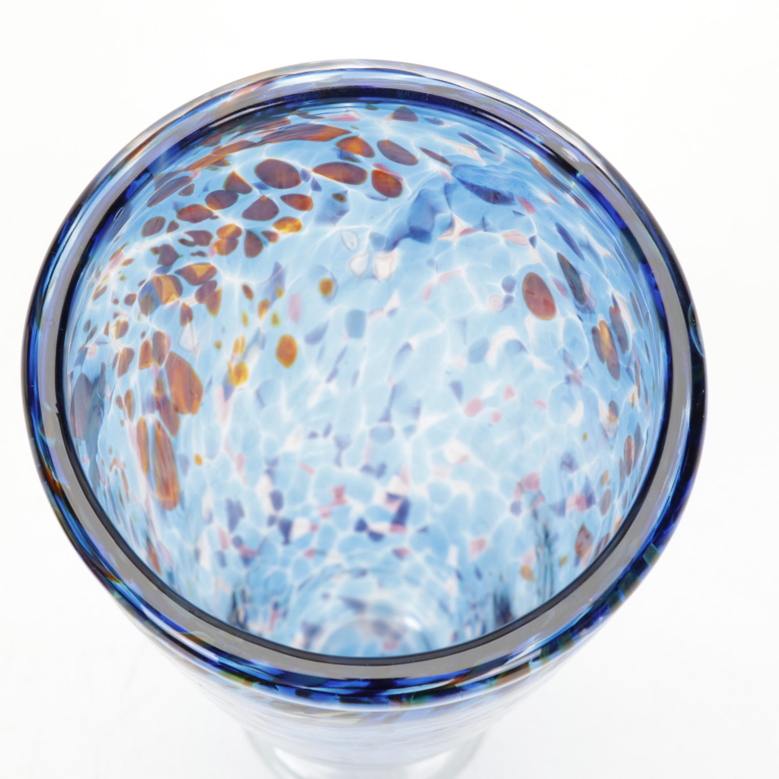 Confetti Glass and Other Blown Glass Vases with Heart Shaped Paperweight