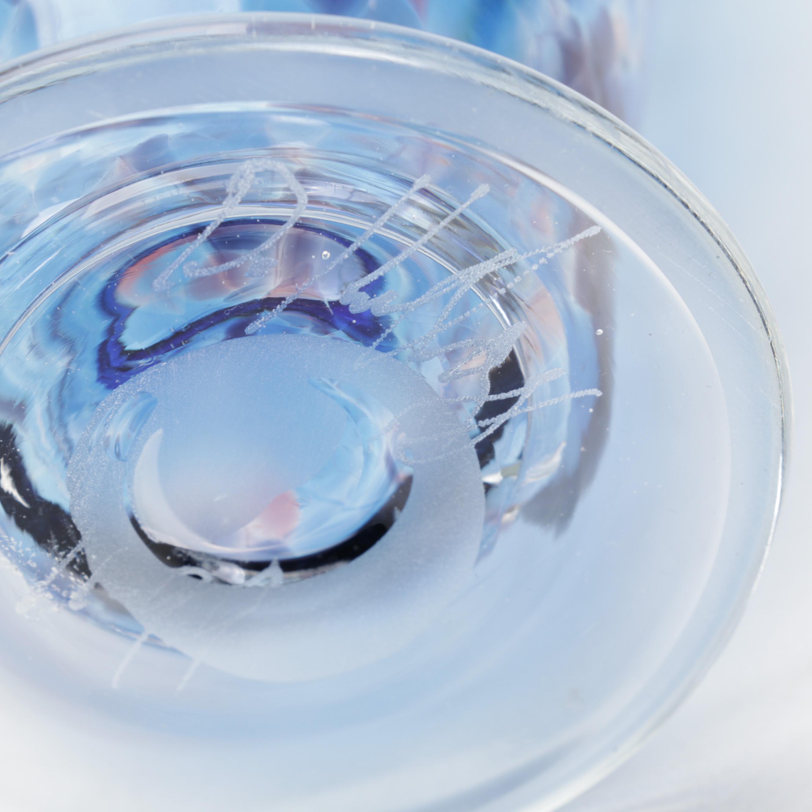 Confetti Glass and Other Blown Glass Vases with Heart Shaped Paperweight