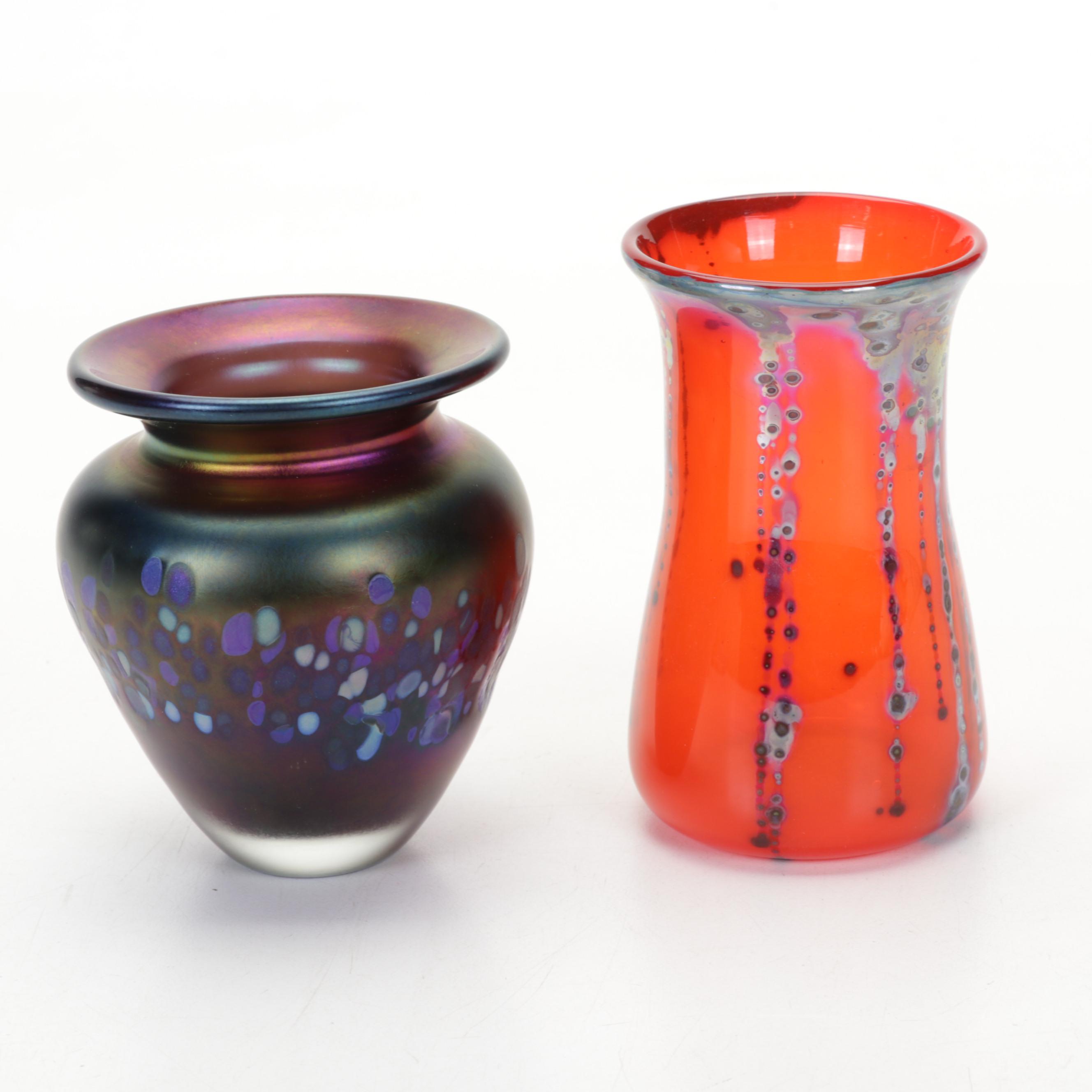 Confetti Glass and Other Blown Glass Vases with Heart Shaped Paperweight