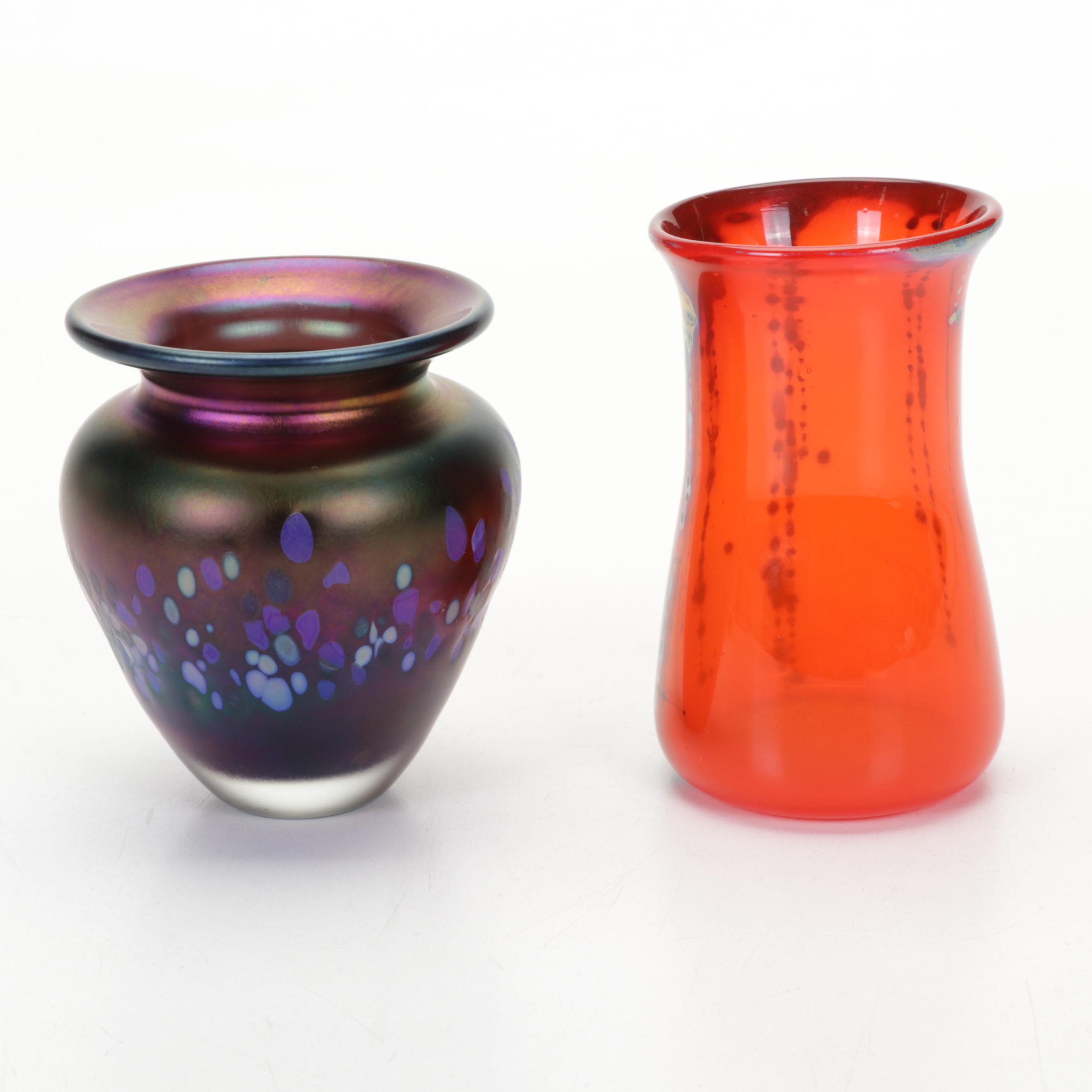 Confetti Glass and Other Blown Glass Vases with Heart Shaped Paperweight