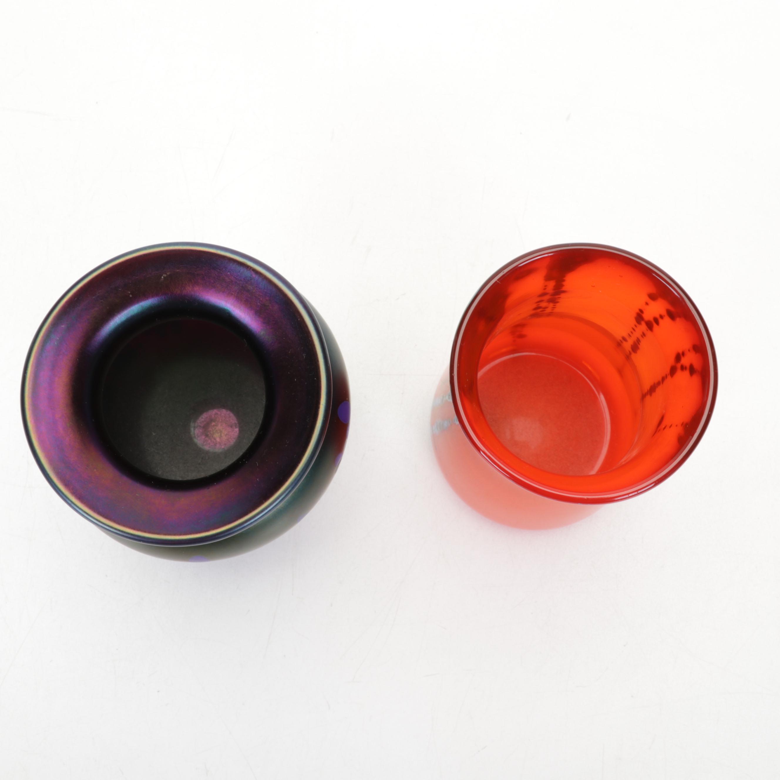 Confetti Glass and Other Blown Glass Vases with Heart Shaped Paperweight