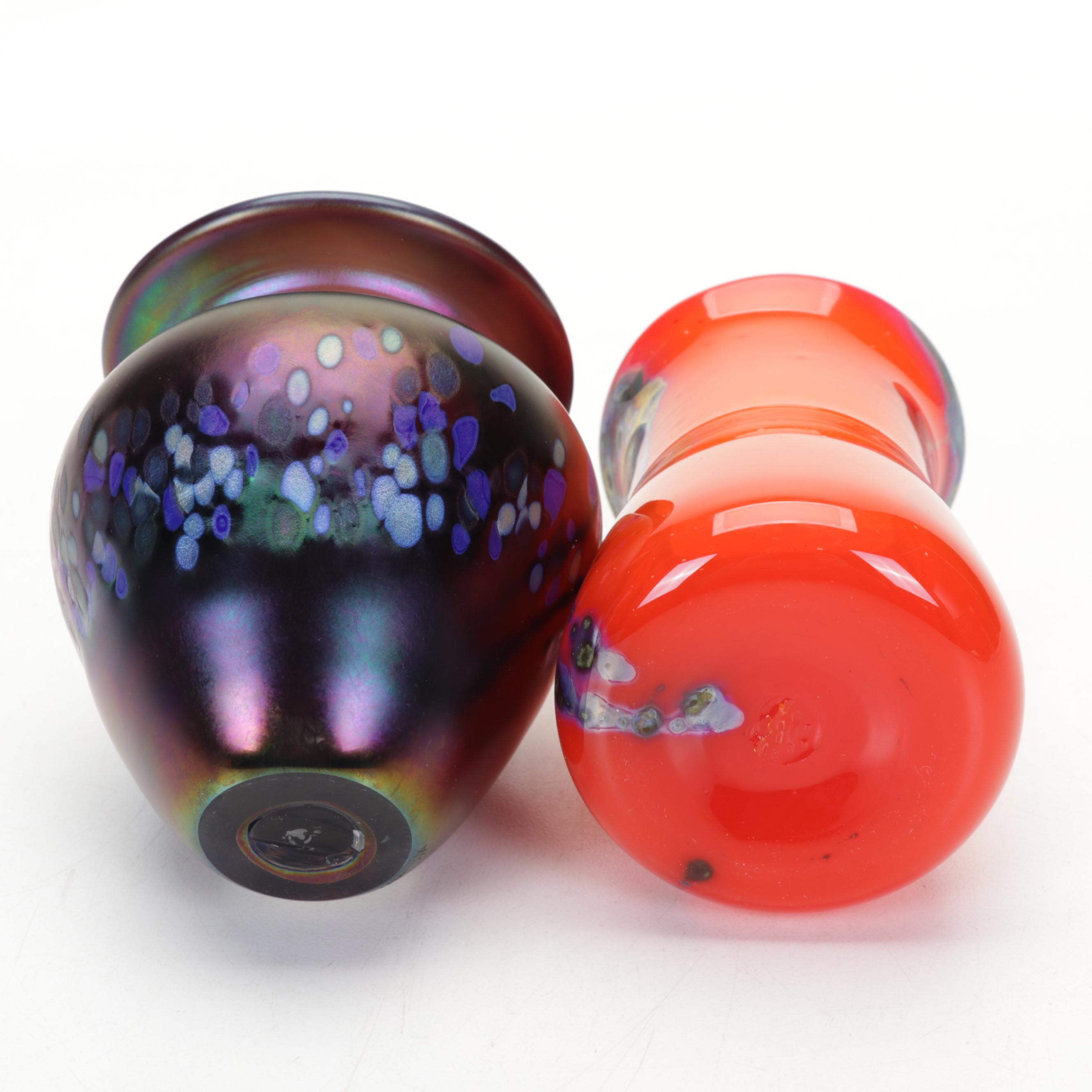 Confetti Glass and Other Blown Glass Vases with Heart Shaped Paperweight