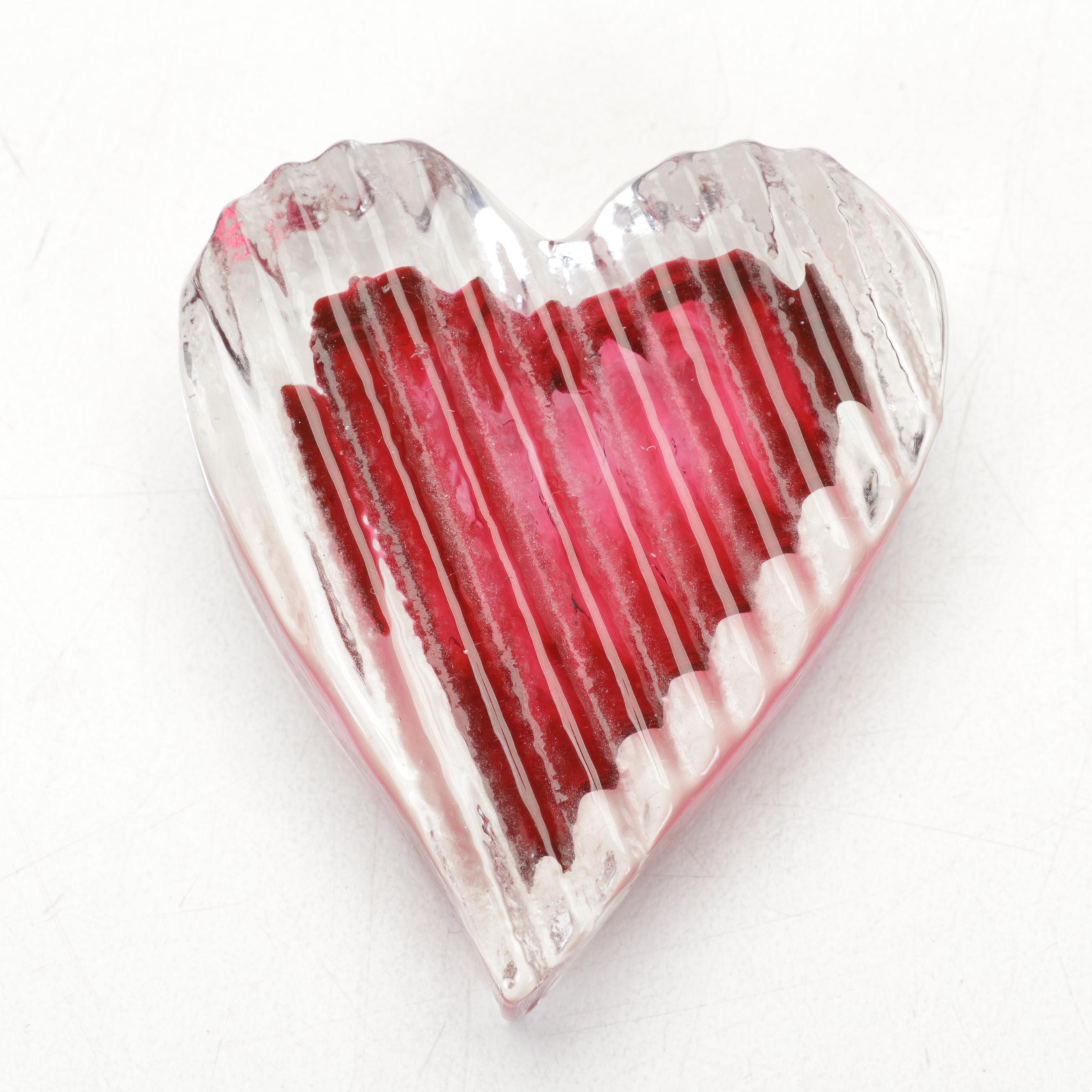 Confetti Glass and Other Blown Glass Vases with Heart Shaped Paperweight