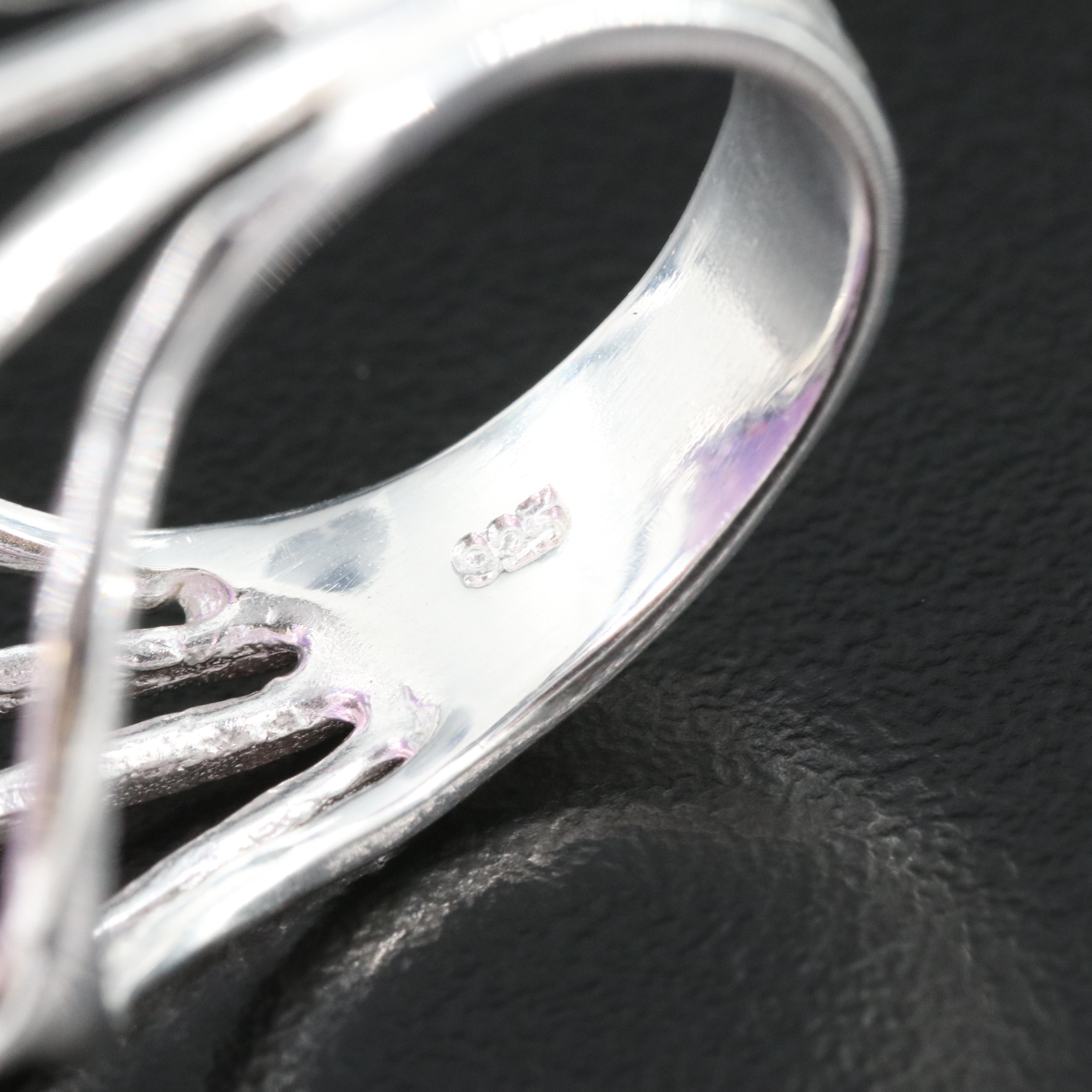 Sterling Amethyst Ring with Scroll Detail