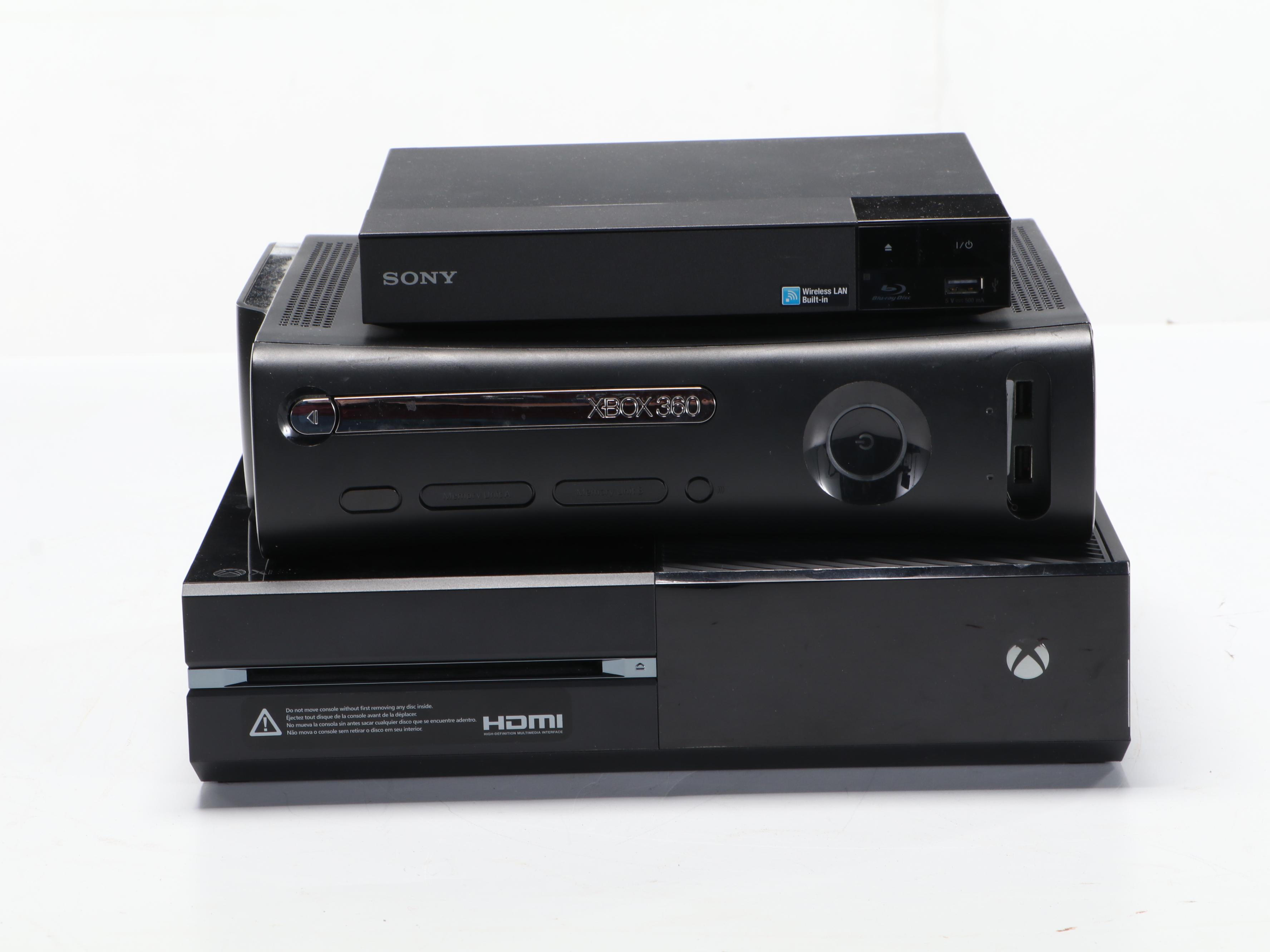Microsoft Xbox One and Xbox 360 with Sony BDP-S3500 Blu-Ray Player