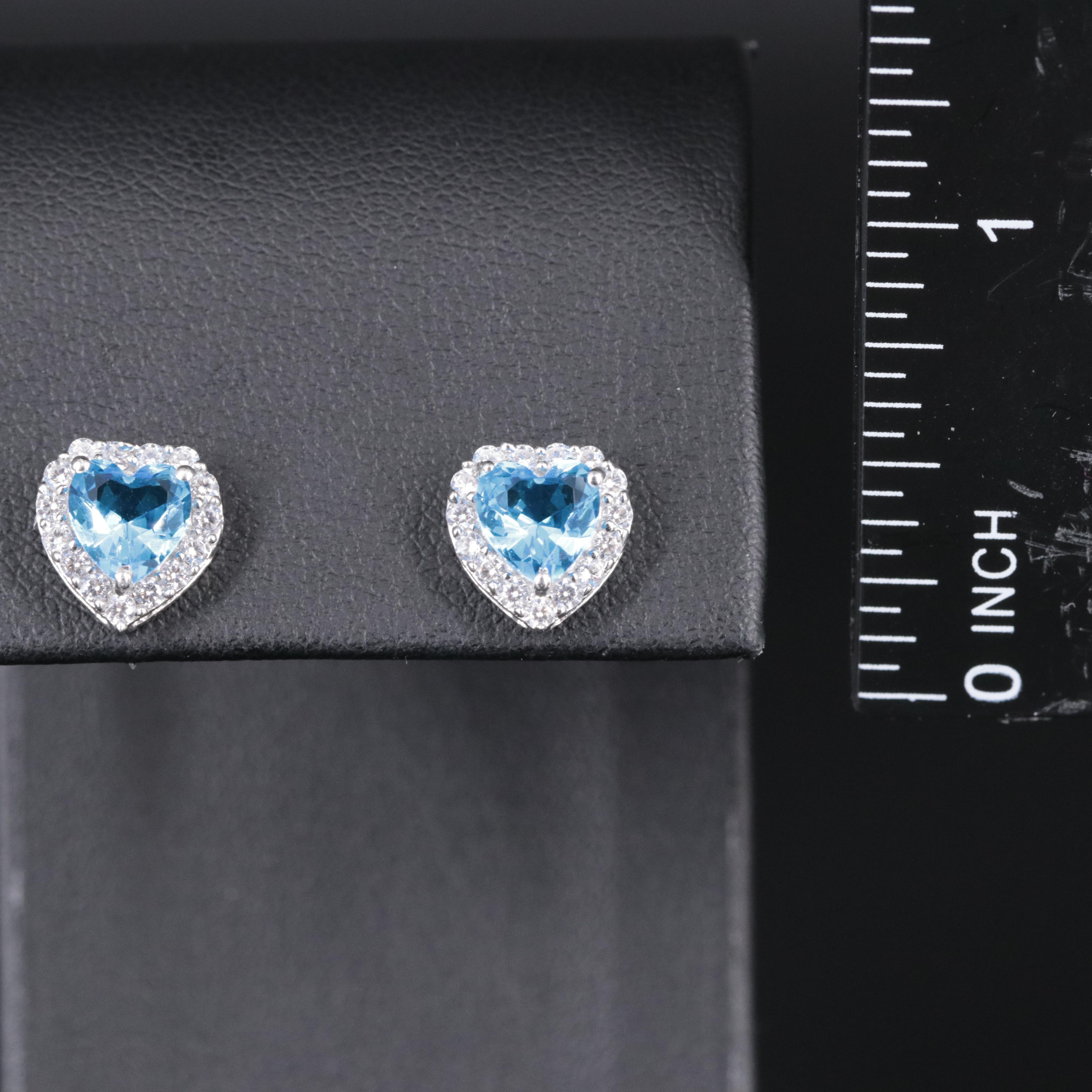 Sterling Silver Topaz and Cubic Zirconia Stud Earrings
