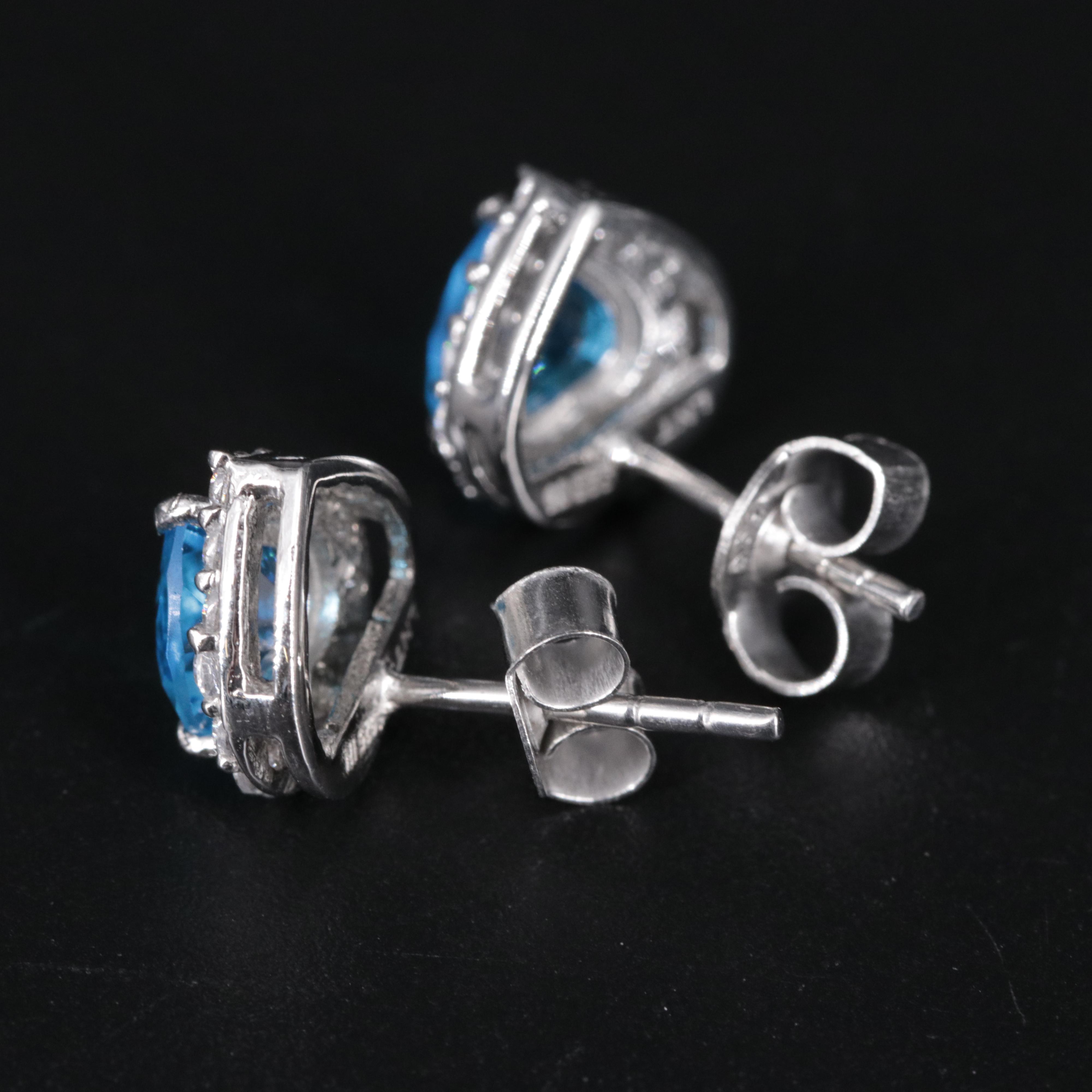 Sterling Silver Topaz and Cubic Zirconia Stud Earrings