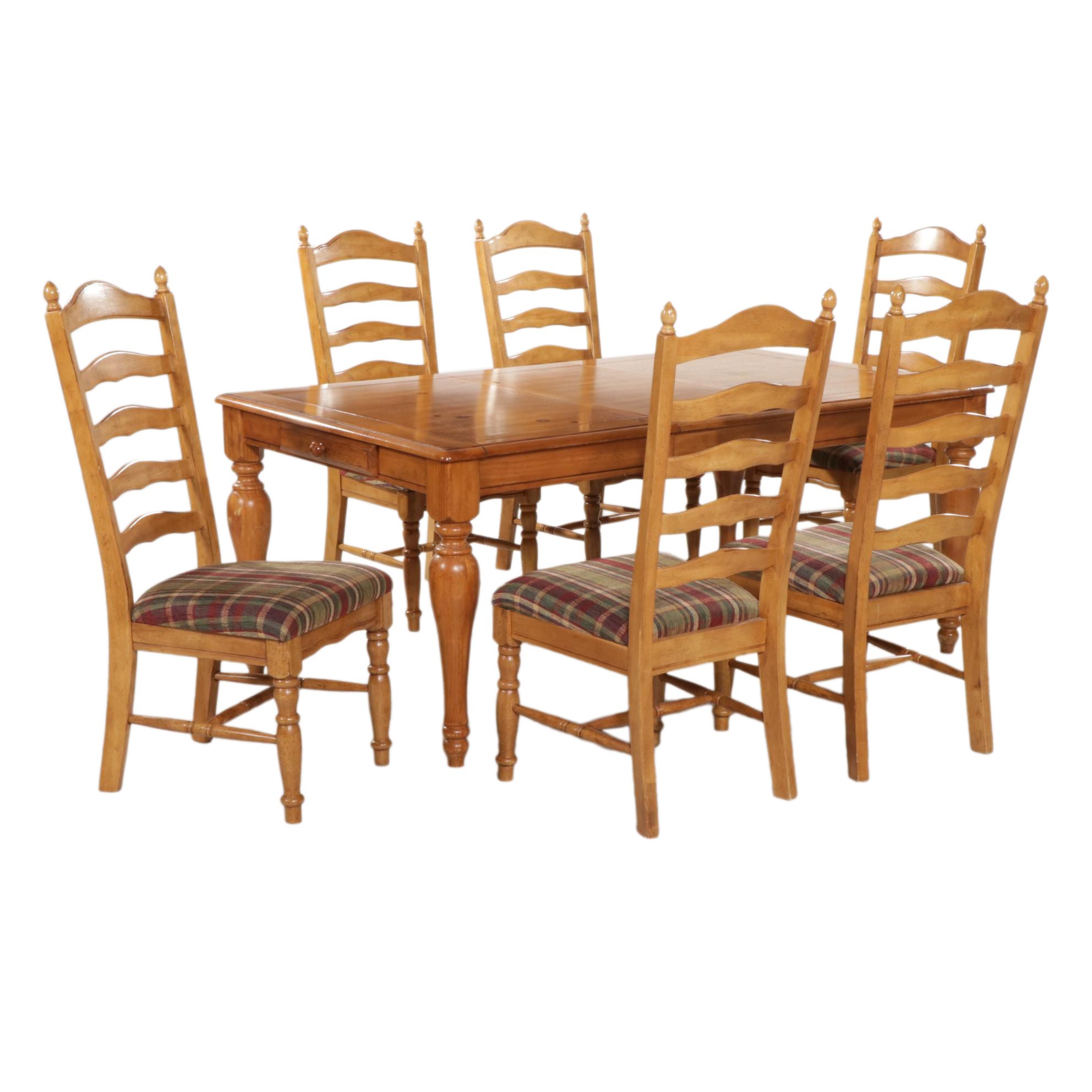 French Farmhouse Style Pine Dining Table with Roanoke Furniture Chairs