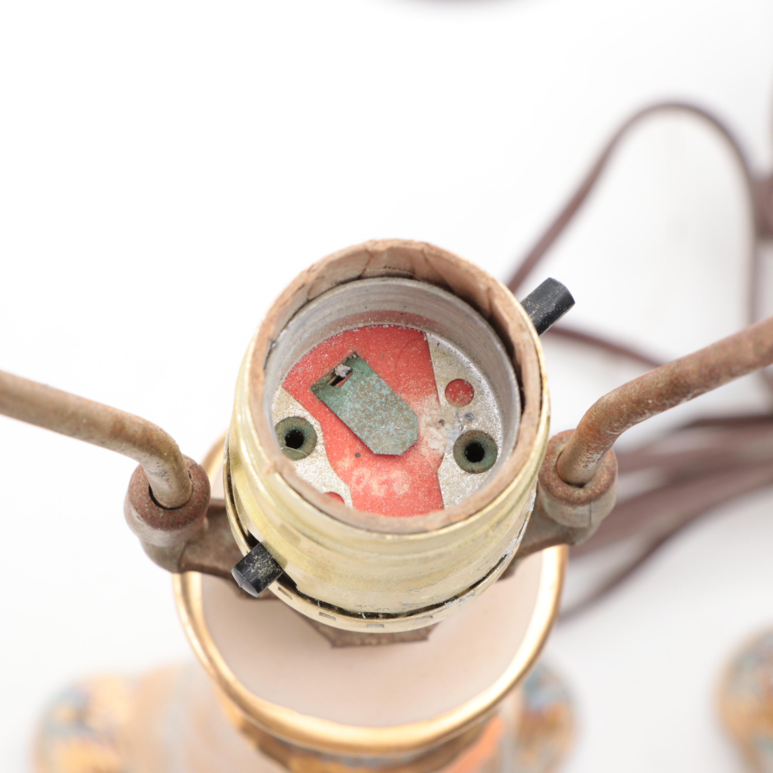 Pair of Rococo Style Ceramic Lamps, Mid-20th Century