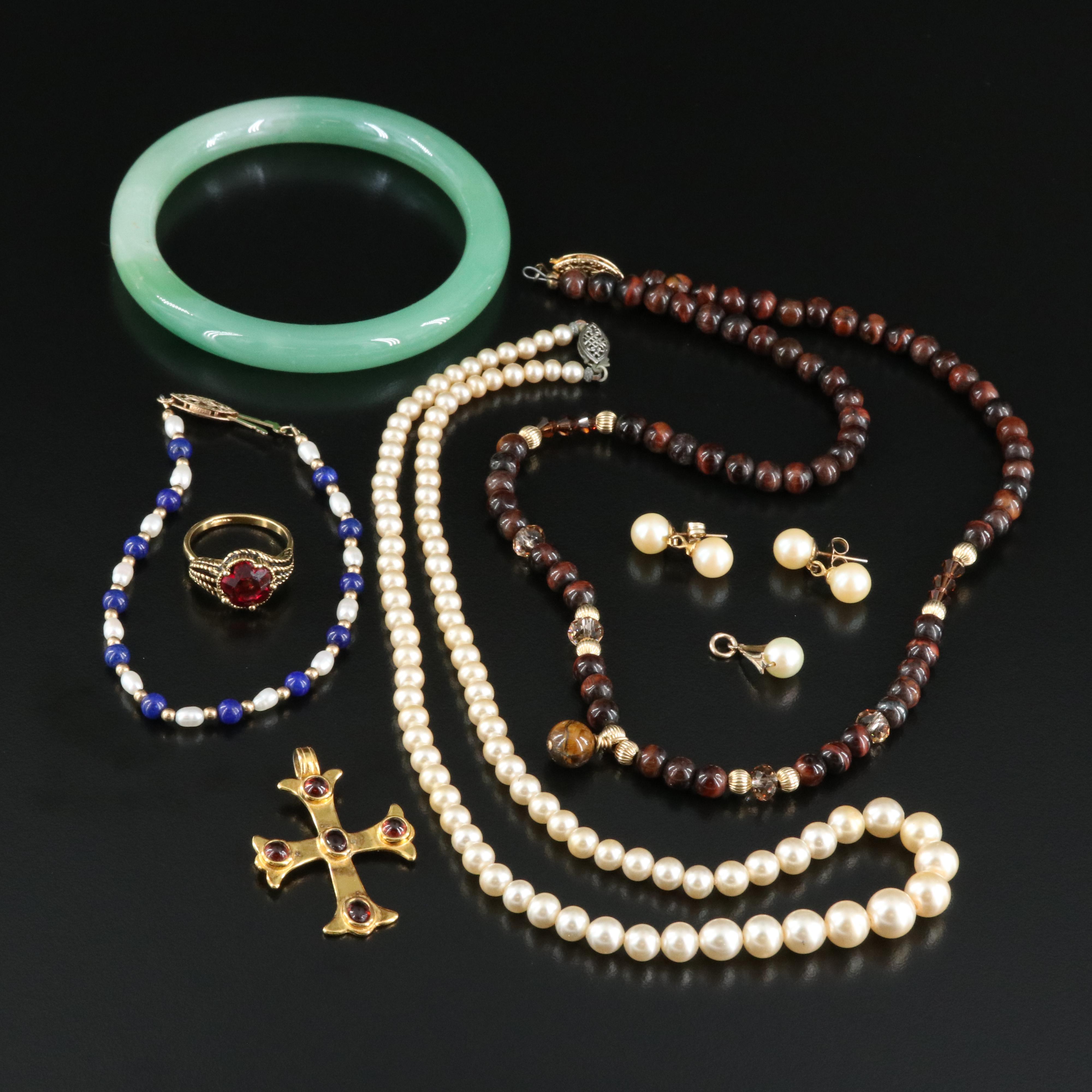 Jewelry Grouping Including Pearl, Lapis Lazuli and Garnet
