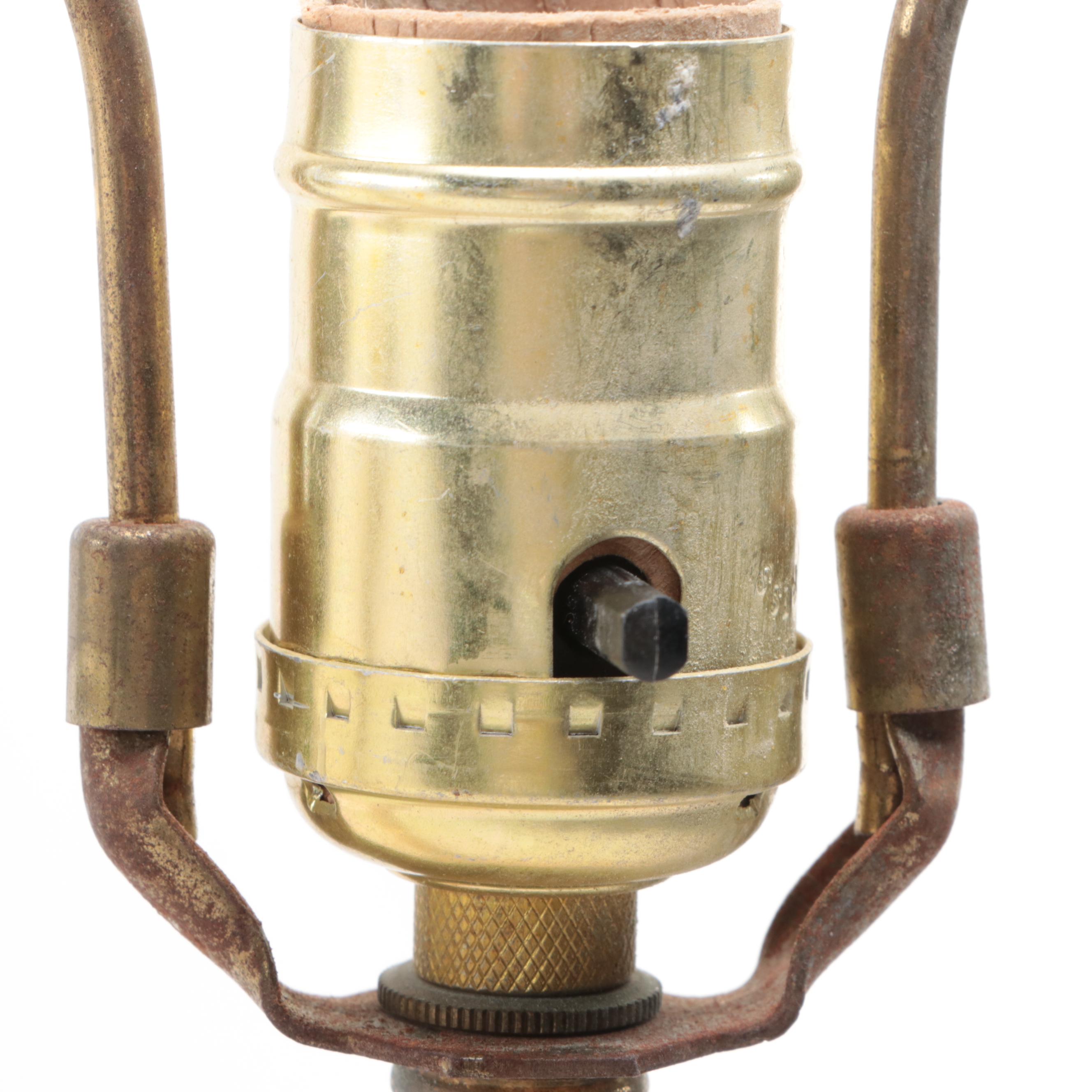 Pair of Rococo Style Ceramic Lamps, Mid-20th Century