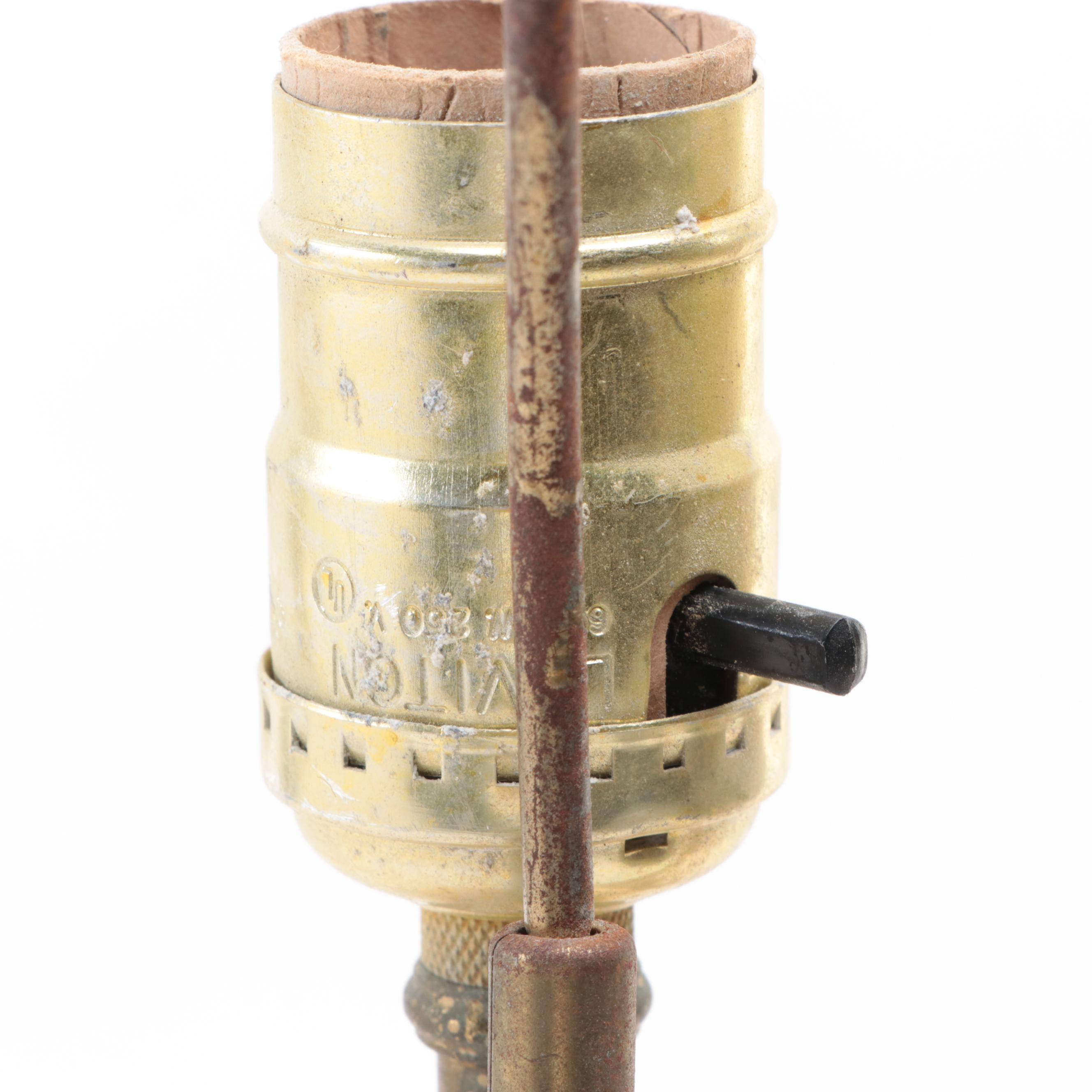 Pair of Rococo Style Ceramic Lamps, Mid-20th Century