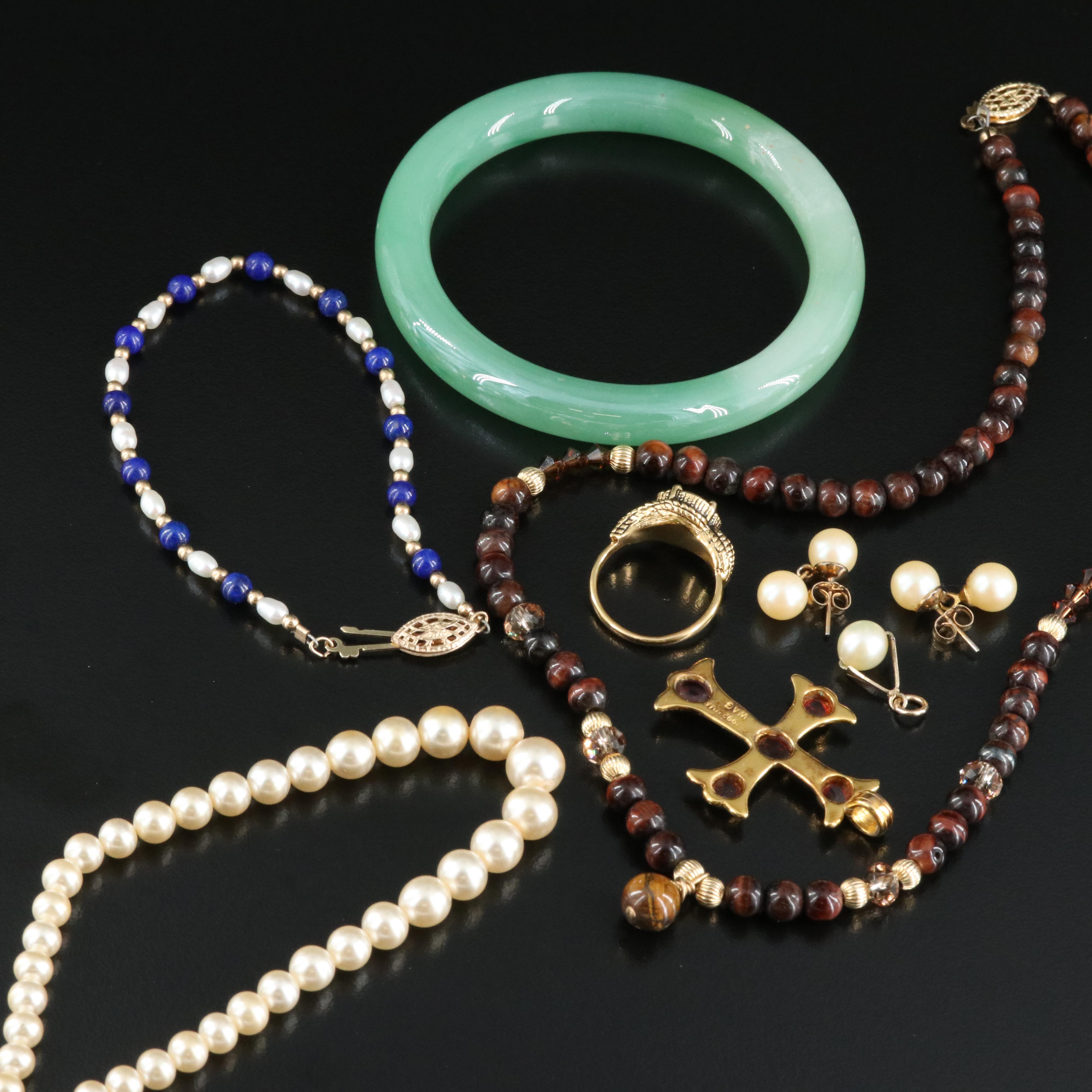 Jewelry Grouping Including Pearl, Lapis Lazuli and Garnet