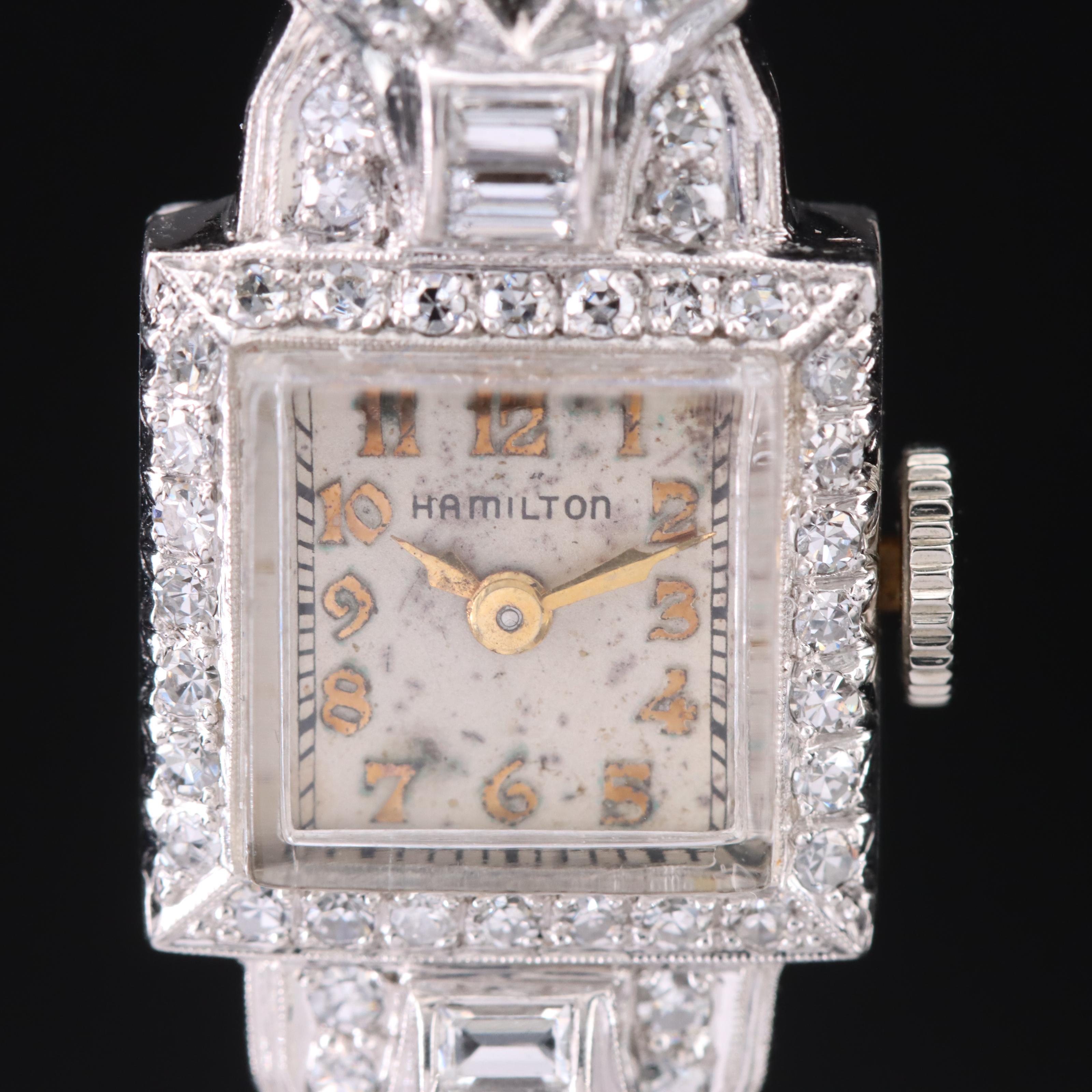 Platinum and Diamond Hamilton Watch