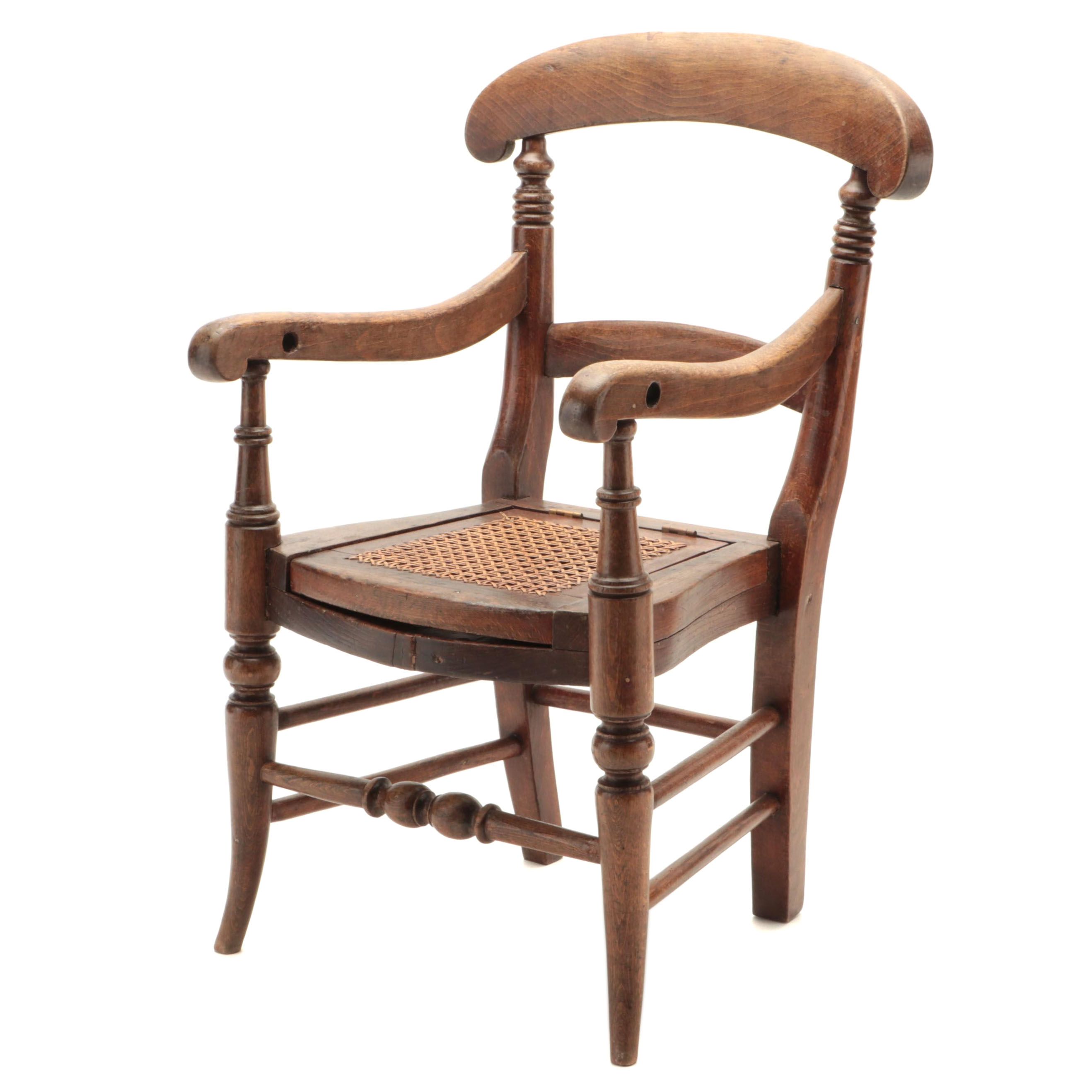 Cane Seat Child's Commode Chair