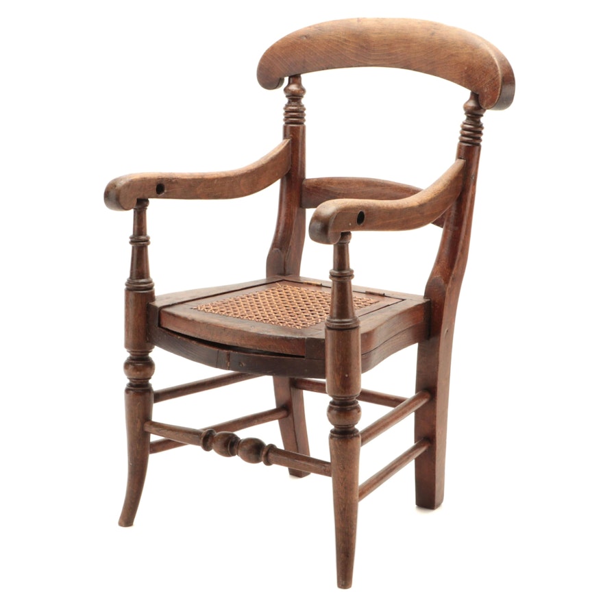 Cane Seat Child's Commode Chair